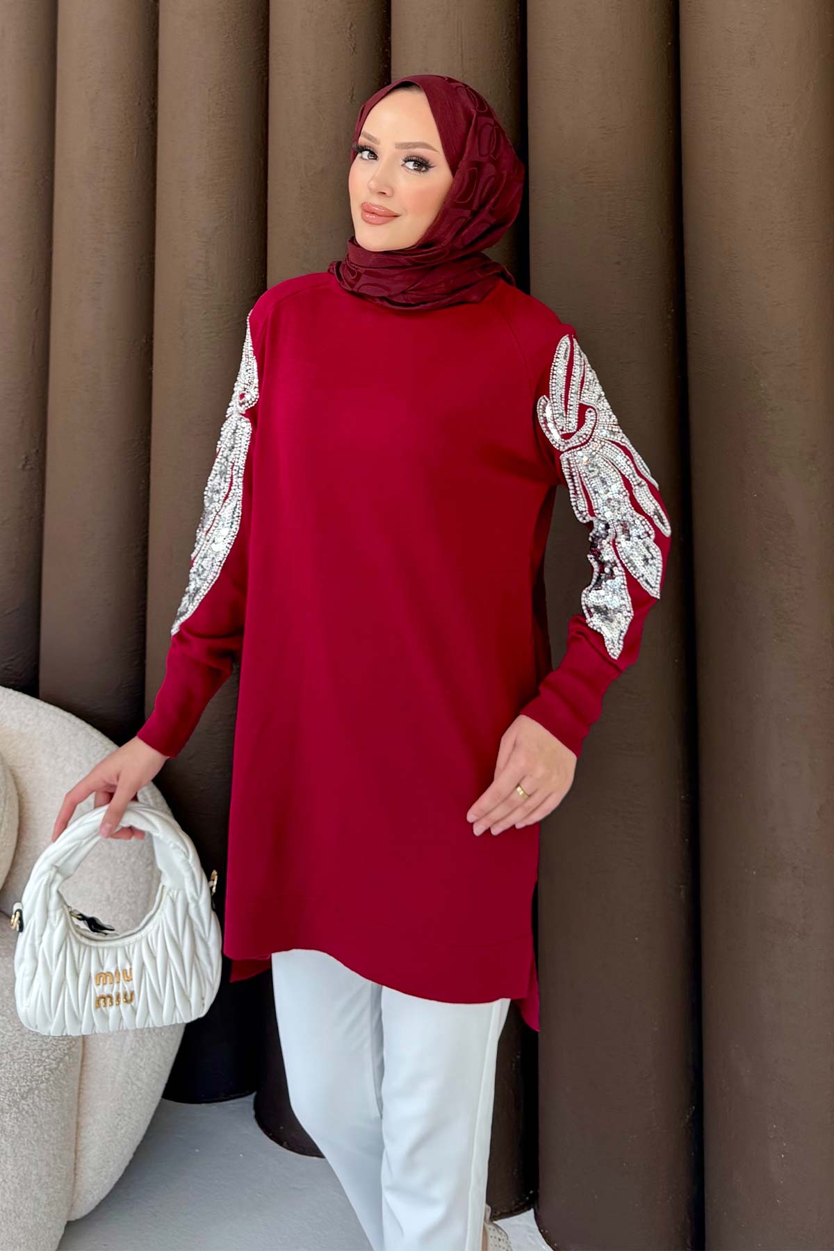 Taşlı Triko Tunik 70-2494