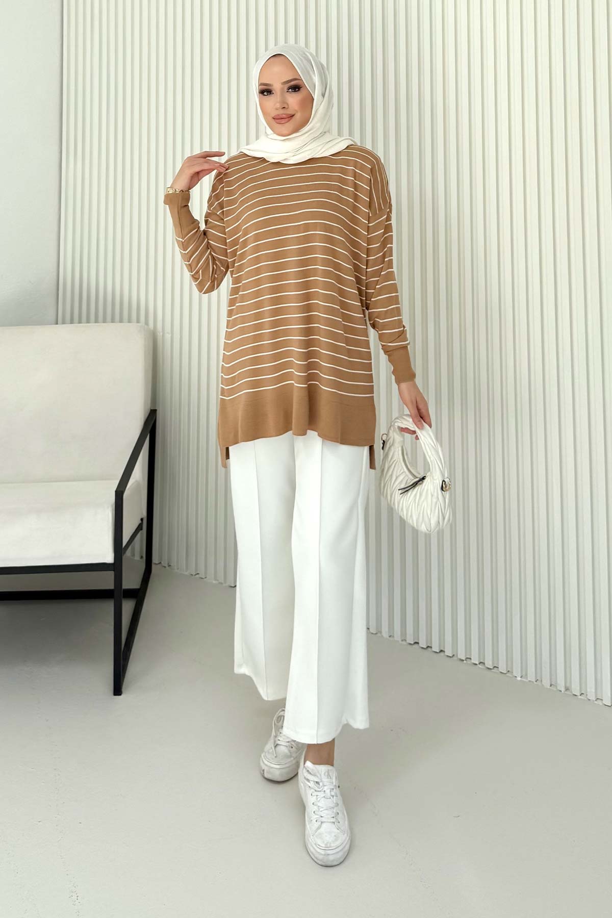 Çizgili Triko Tunik 70-2020