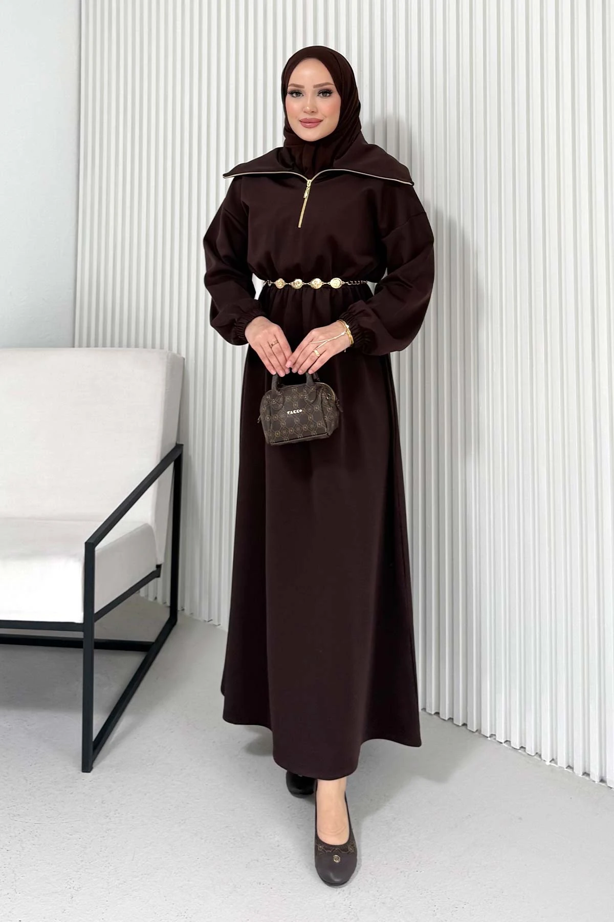 Kemerli Scuba Elbise 68-6215-1