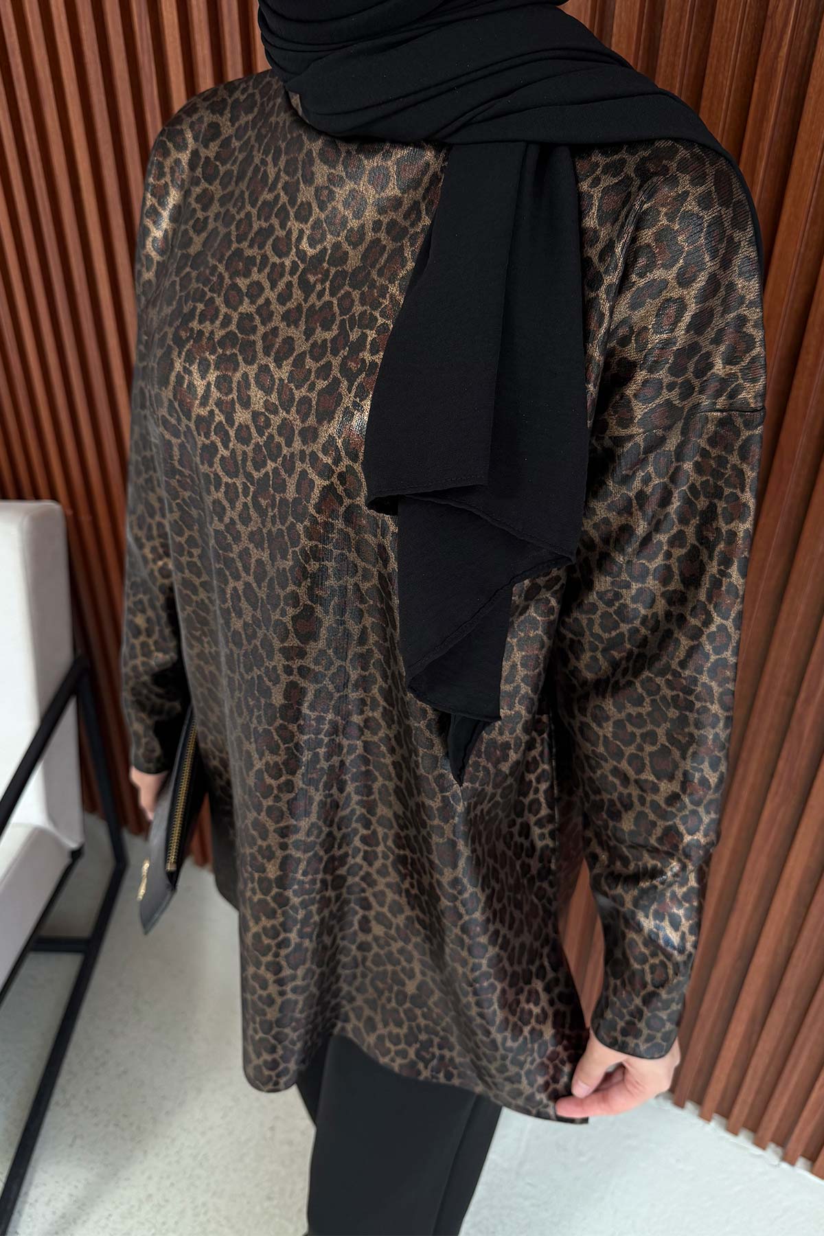Leopar Varaklı Tunik 32-7040-2