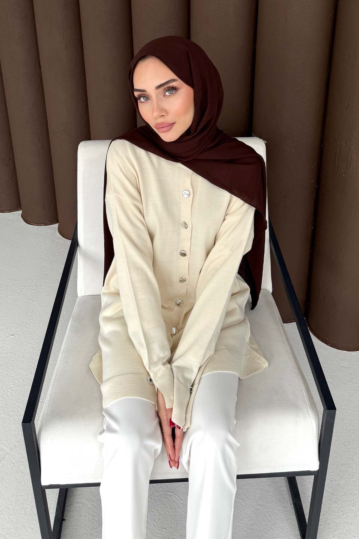 Düğmeli Triko Hırka 70-2437