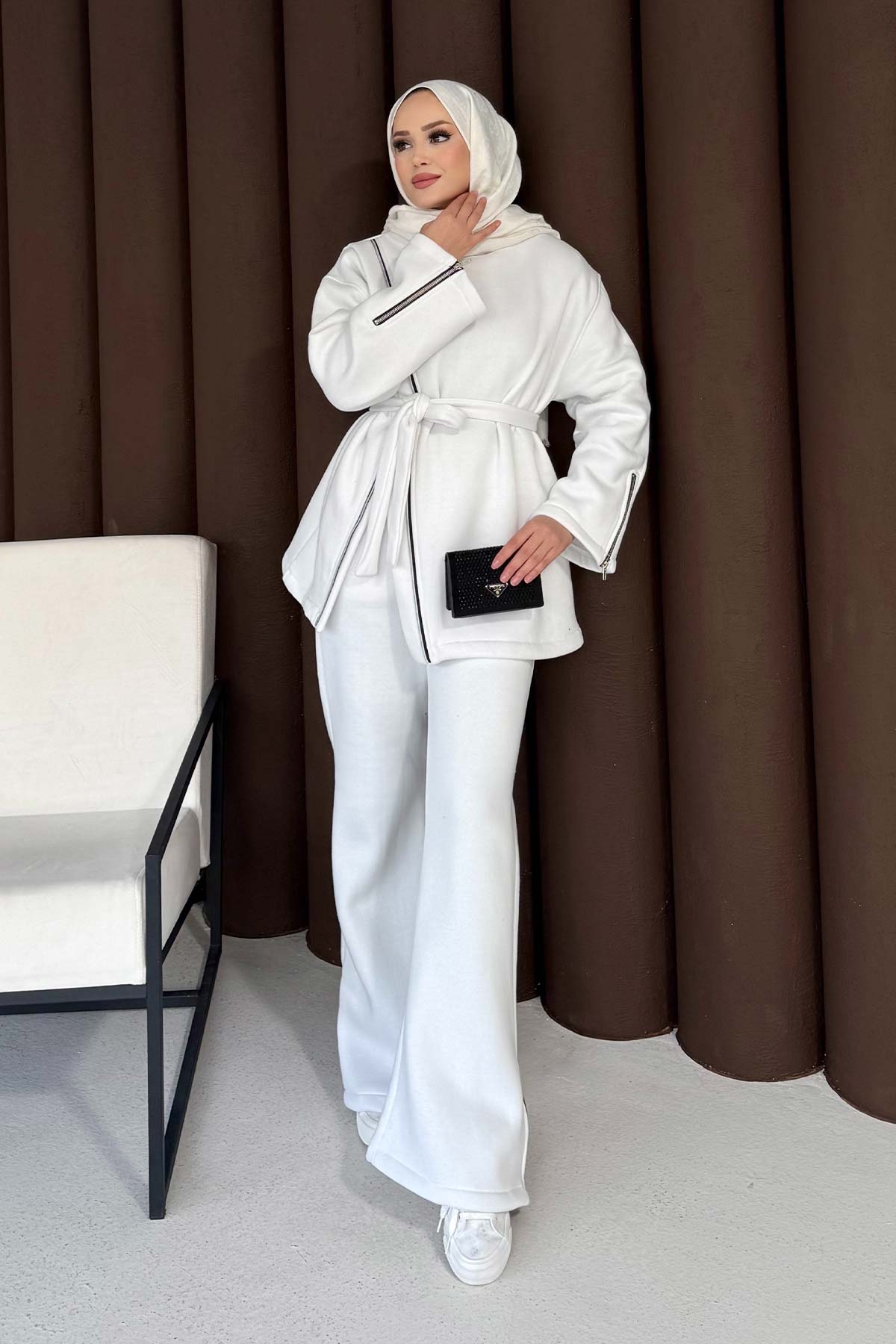 Fermuar Detaylı Üç İplik Takım 76-5504