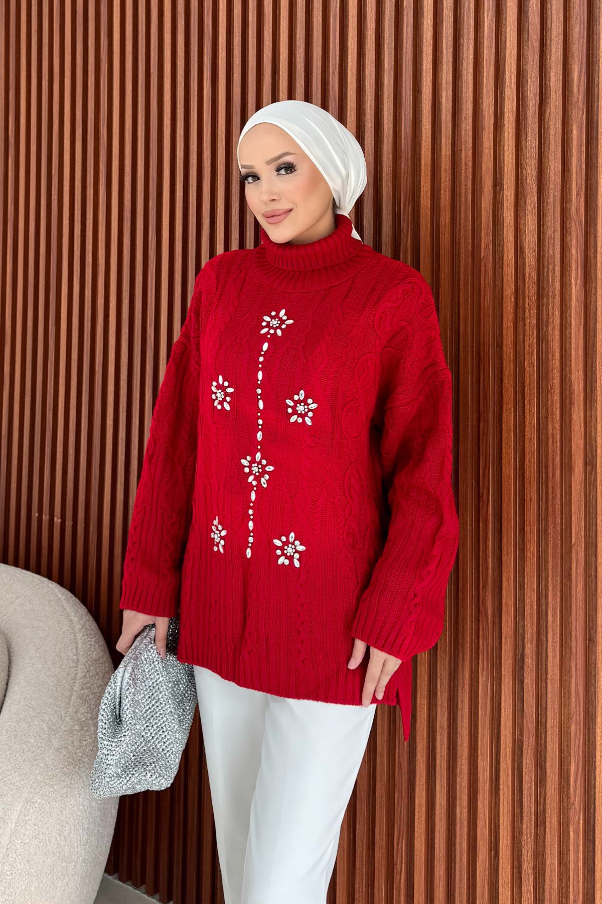 Taşlı Triko Kazak 32-7003-1