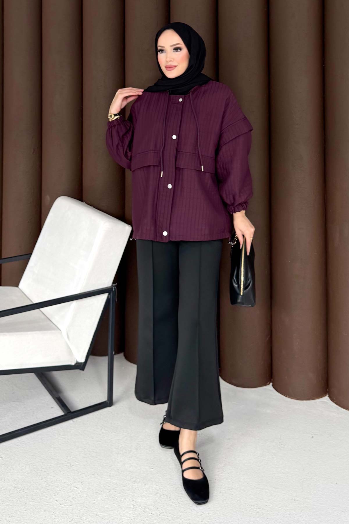 Kapitone Çıtçıtlı Ceket 32-3720