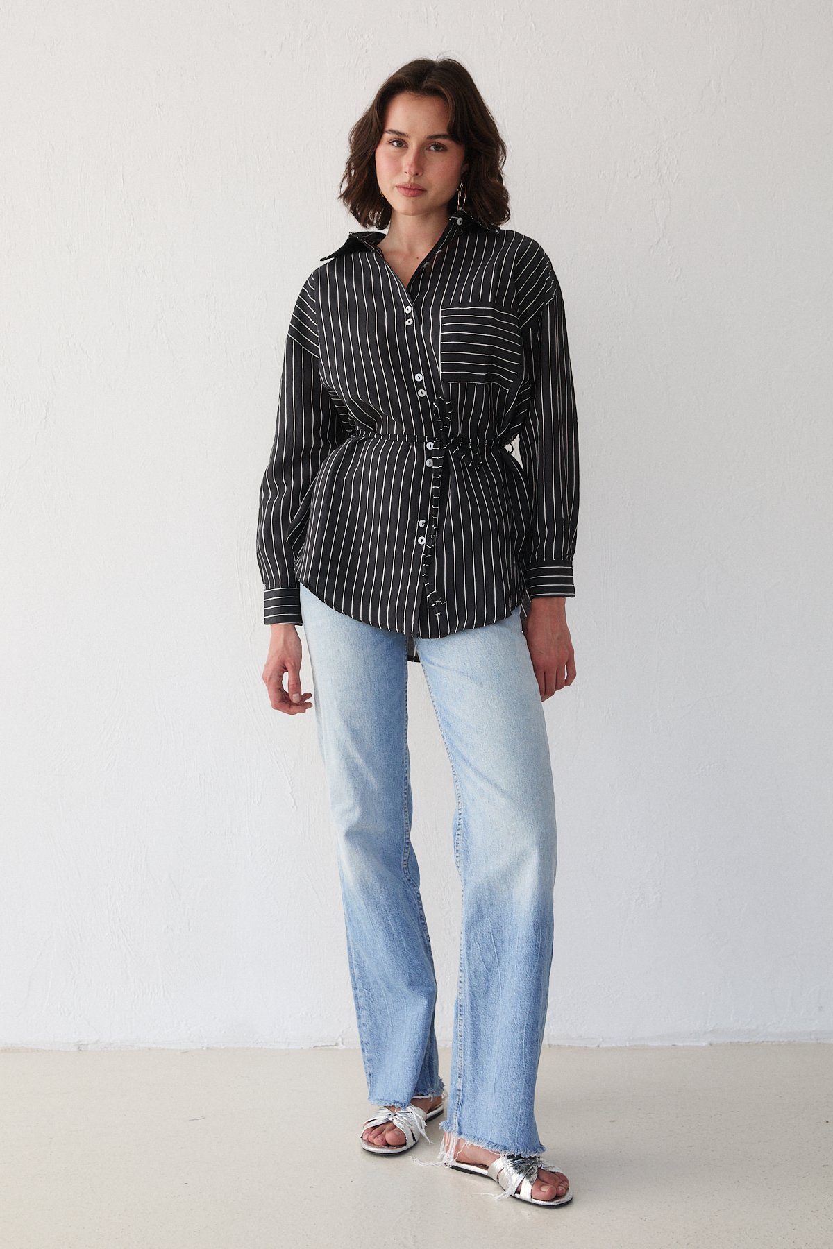 Çizgili Poplin Gömlek 3-3343