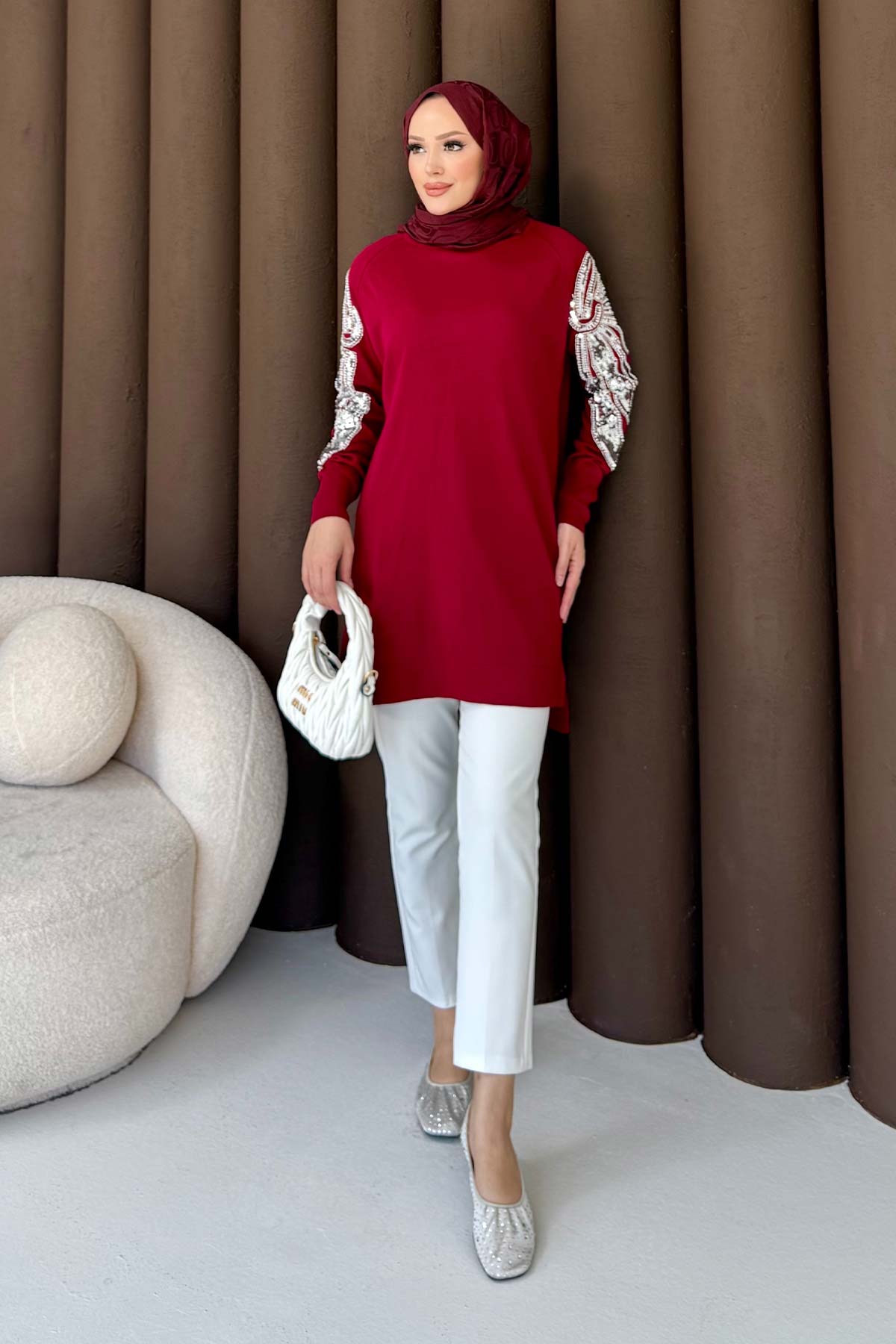 Taşlı Triko Tunik 70-2494