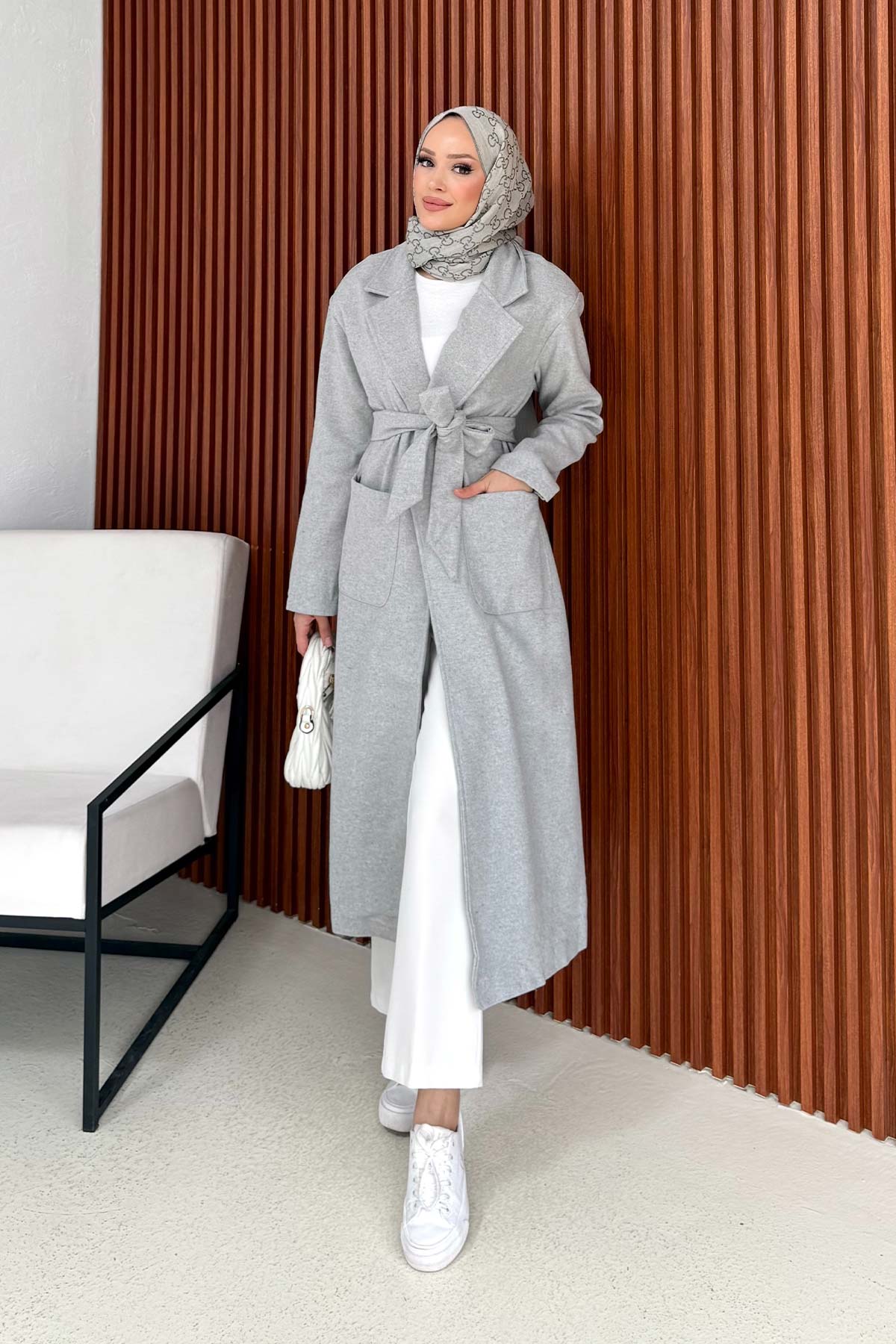 Kuşaklı İnce Kaşe Kaban 32-6500-2