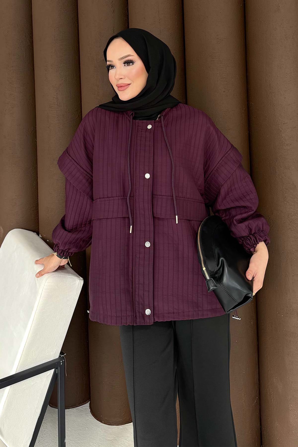 Kapitone Çıtçıtlı Ceket 32-3720