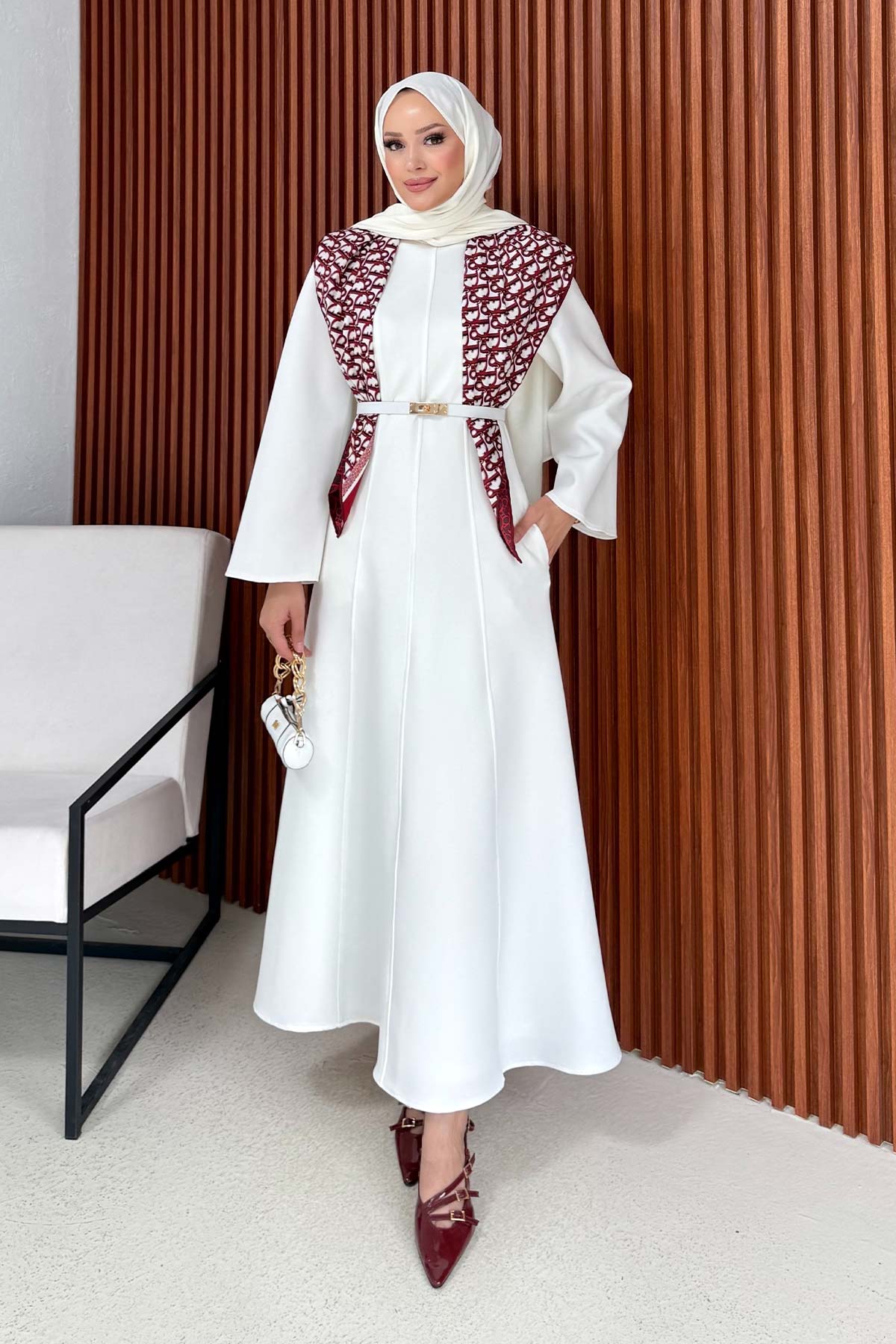 Kemerli Scuba Elbise 32-3701