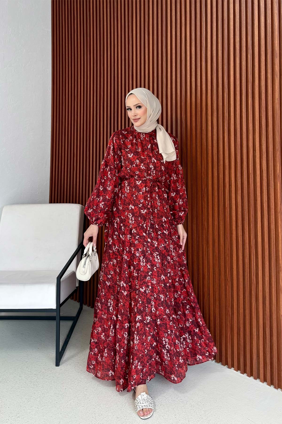 Desenli Elbise 3-3378