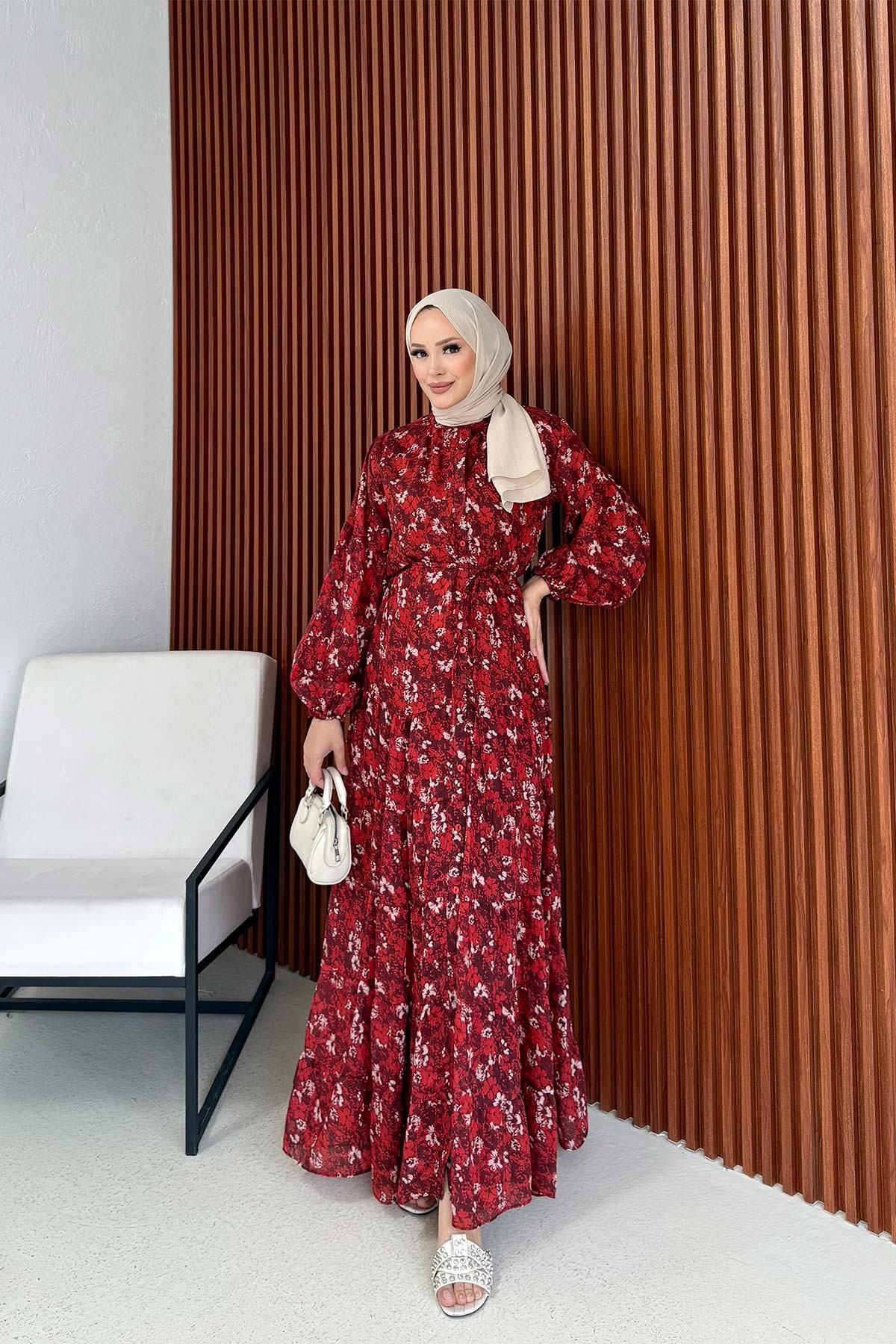 Desenli Elbise 3-3378