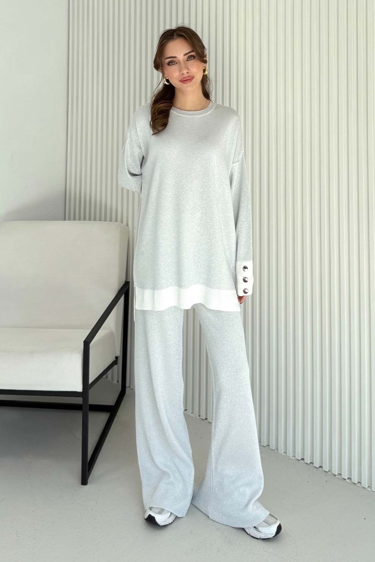 Simli Düğmeli Triko Takım 70-2519