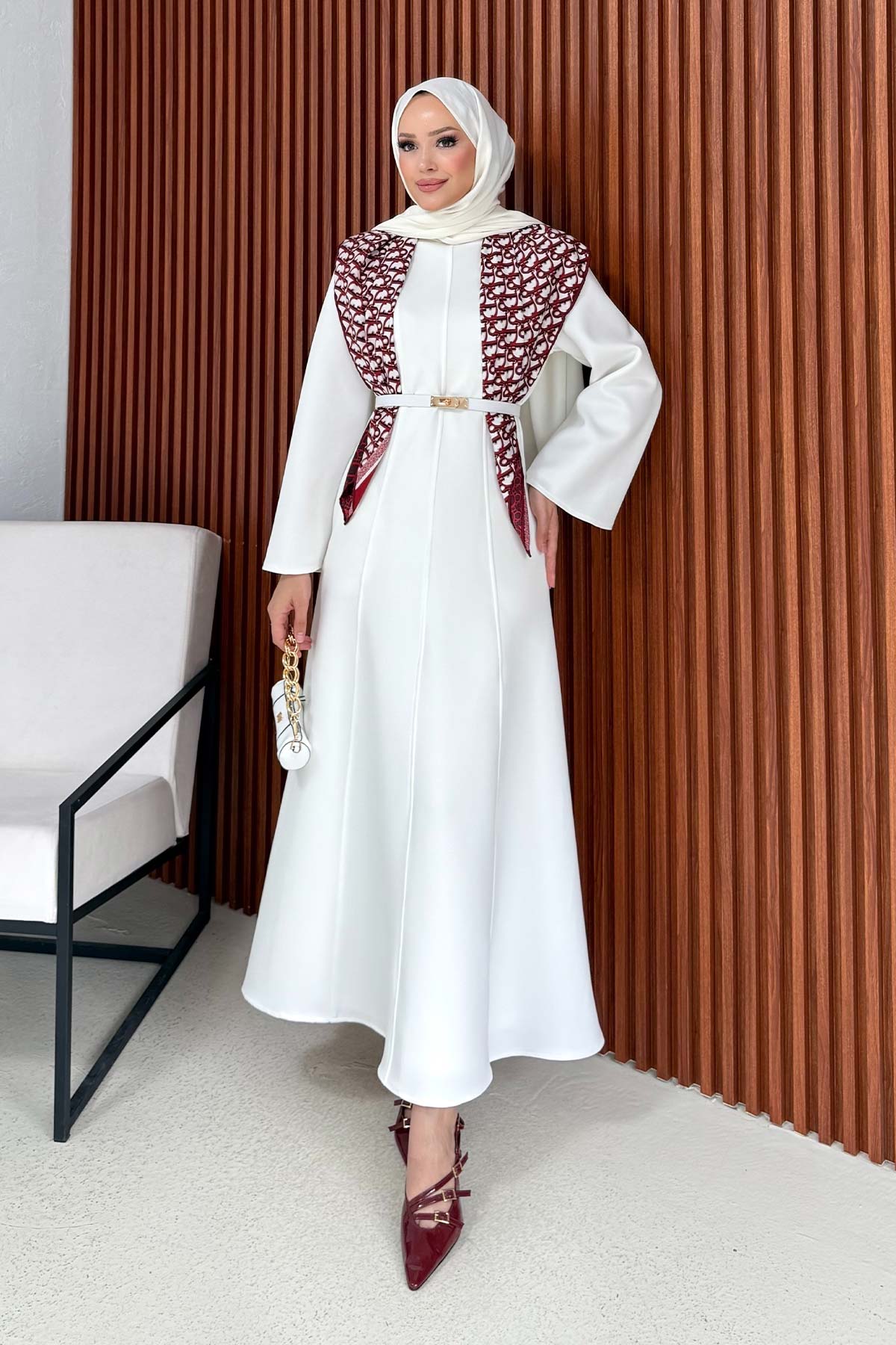 Kemerli Scuba Elbise 32-3701