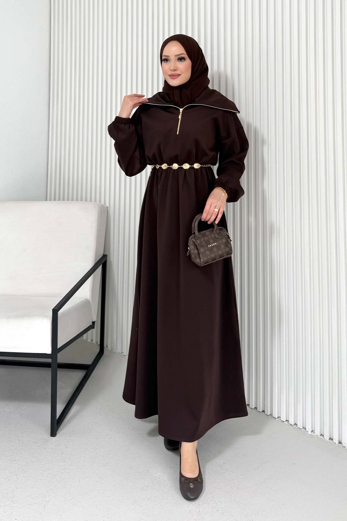 Kemerli Scuba Elbise 68-6215-1