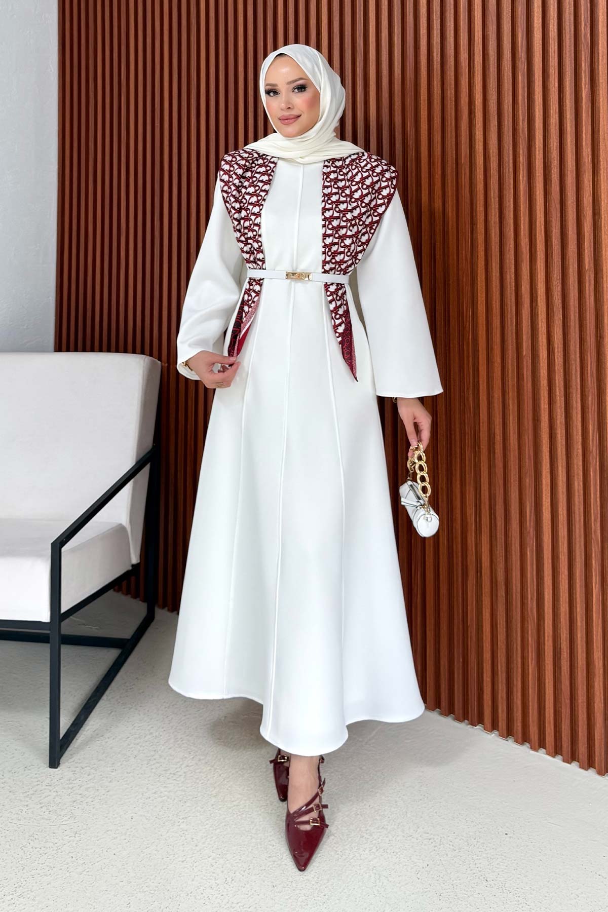 Kemerli Scuba Elbise 32-3701