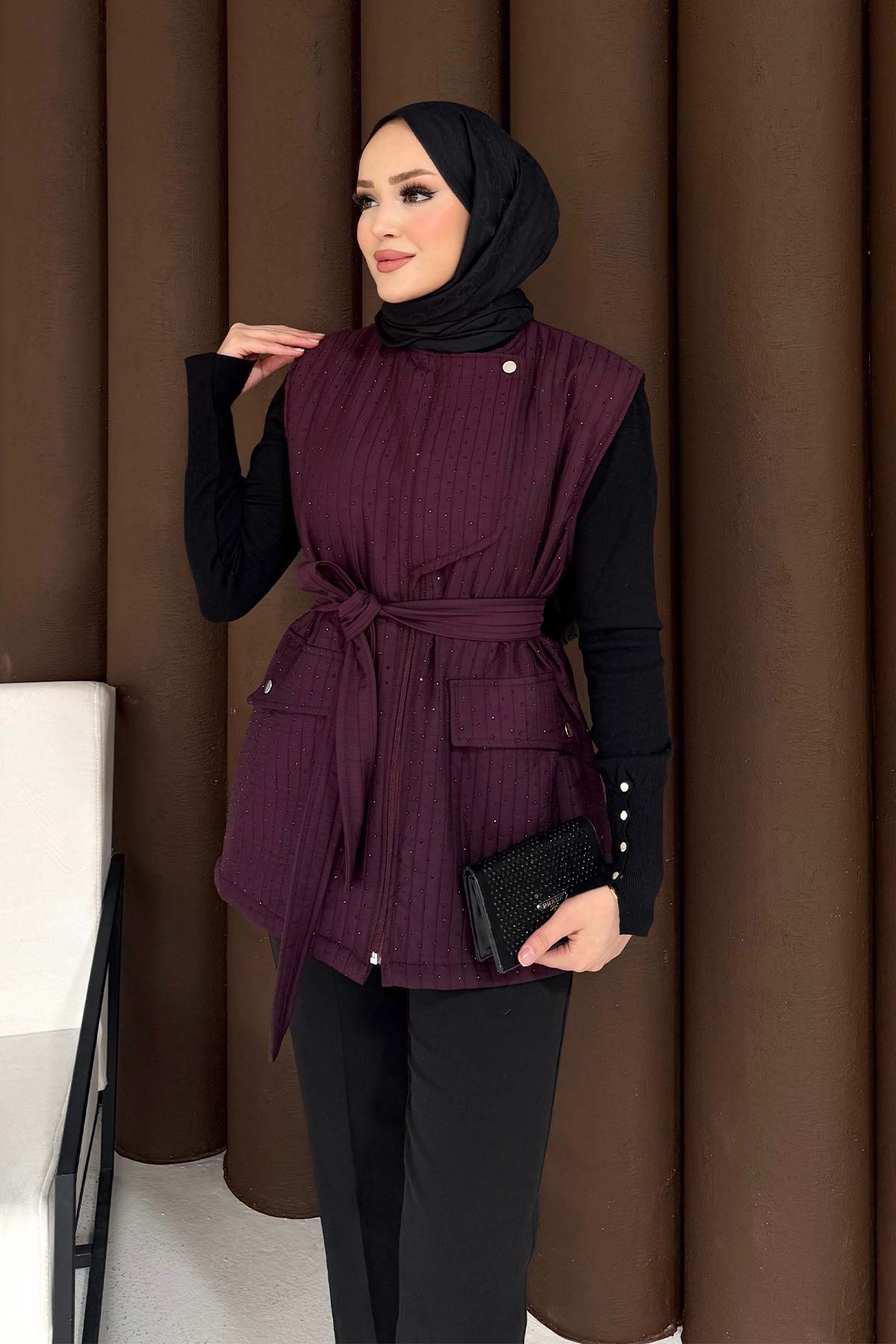 Taşlı Kapitone Yelek 32-3732