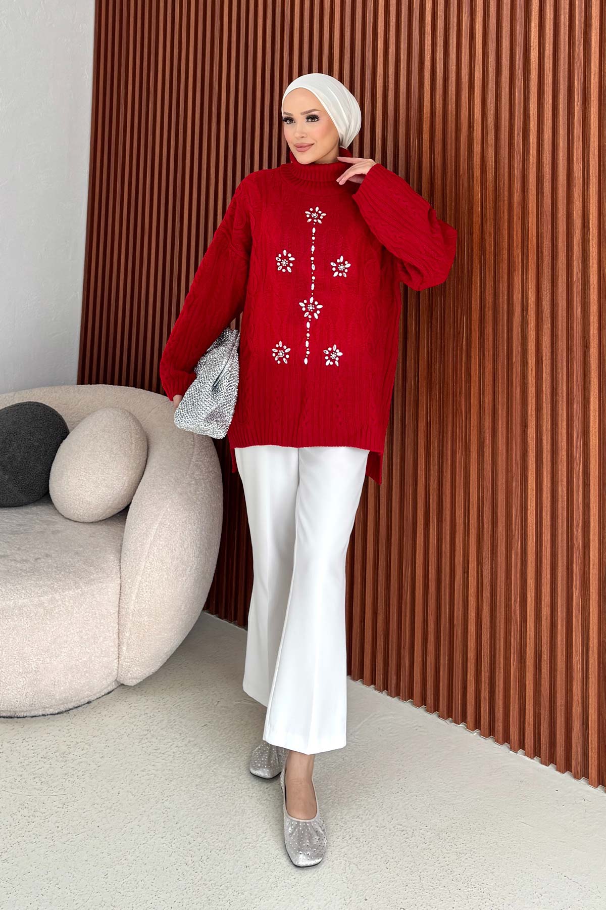 Taşlı Triko Kazak 32-7003-1