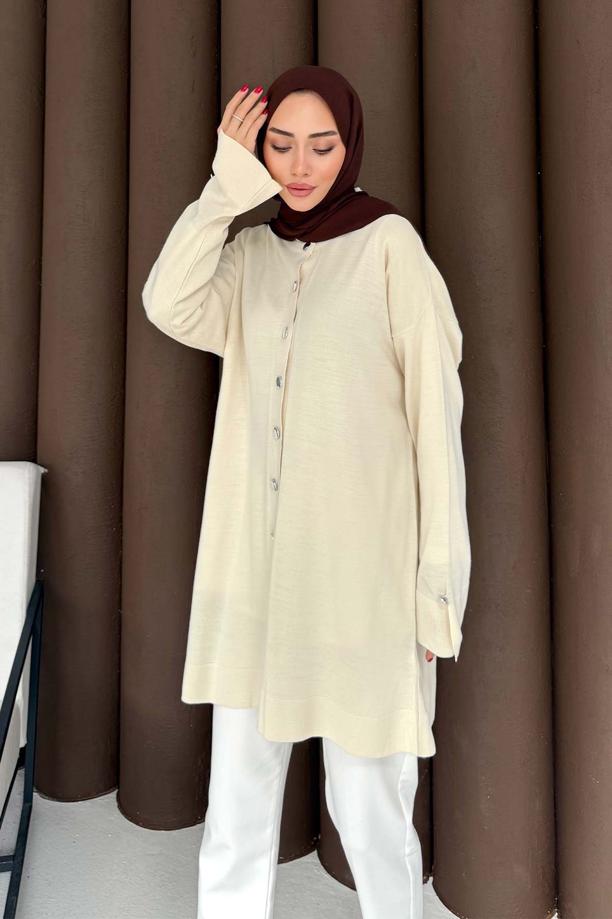 Düğmeli Triko Hırka 70-2437