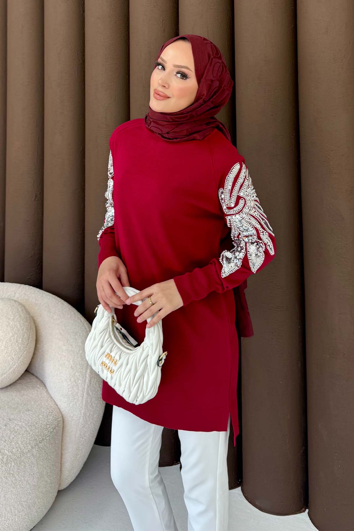 Taşlı Triko Tunik 70-2494