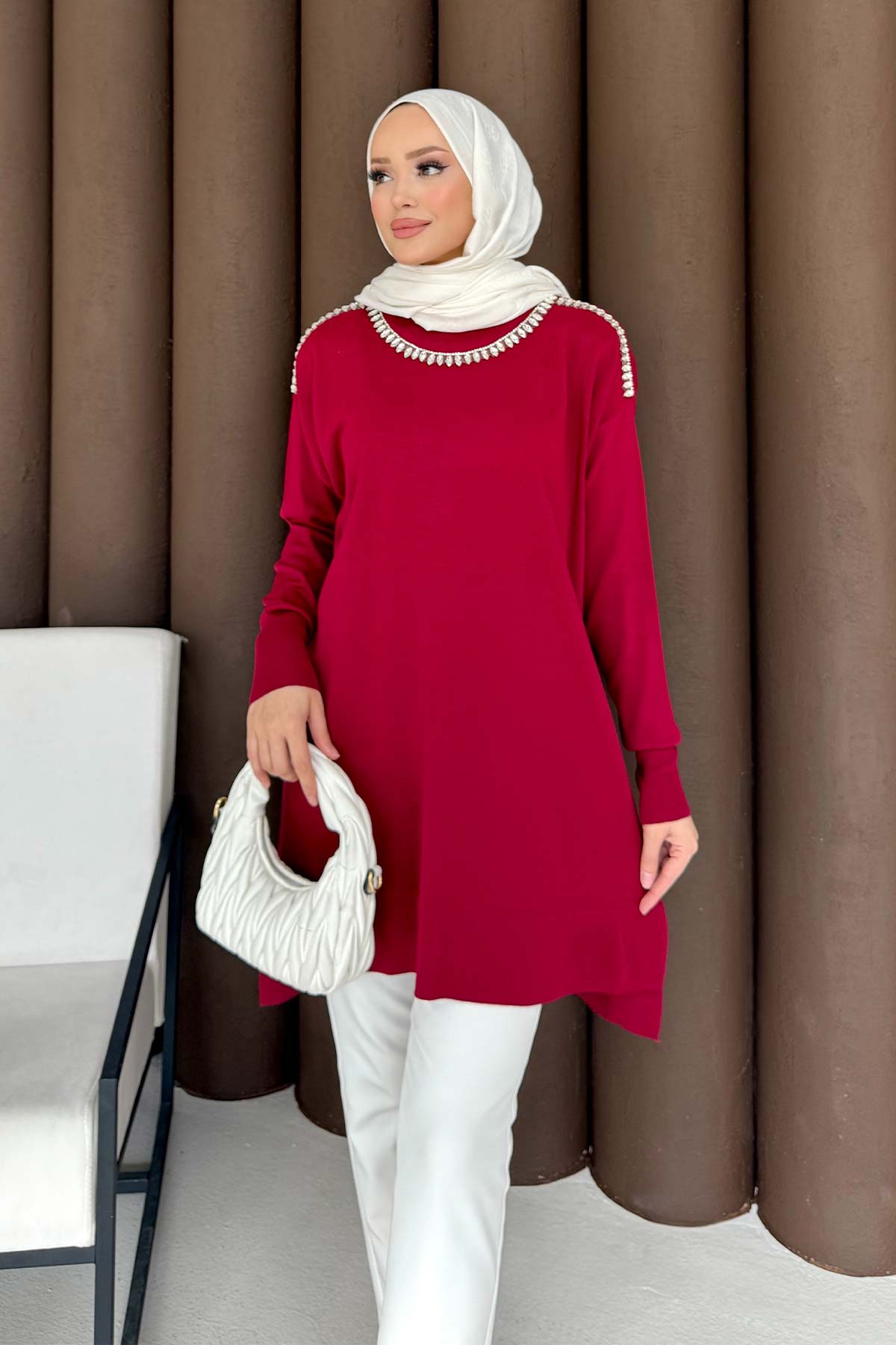 Taşlı Triko Tunik 70-2483