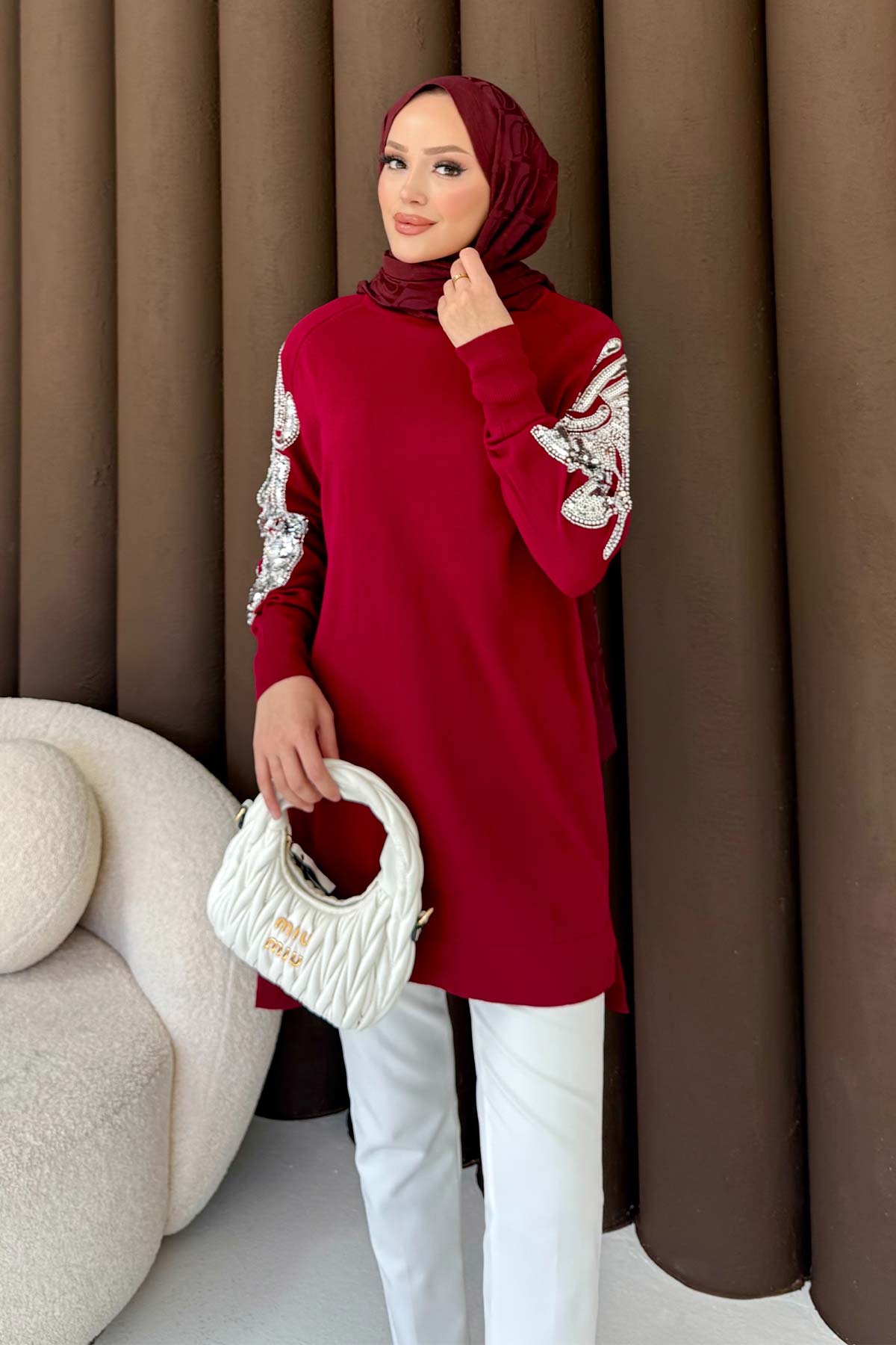 Taşlı Triko Tunik 70-2494