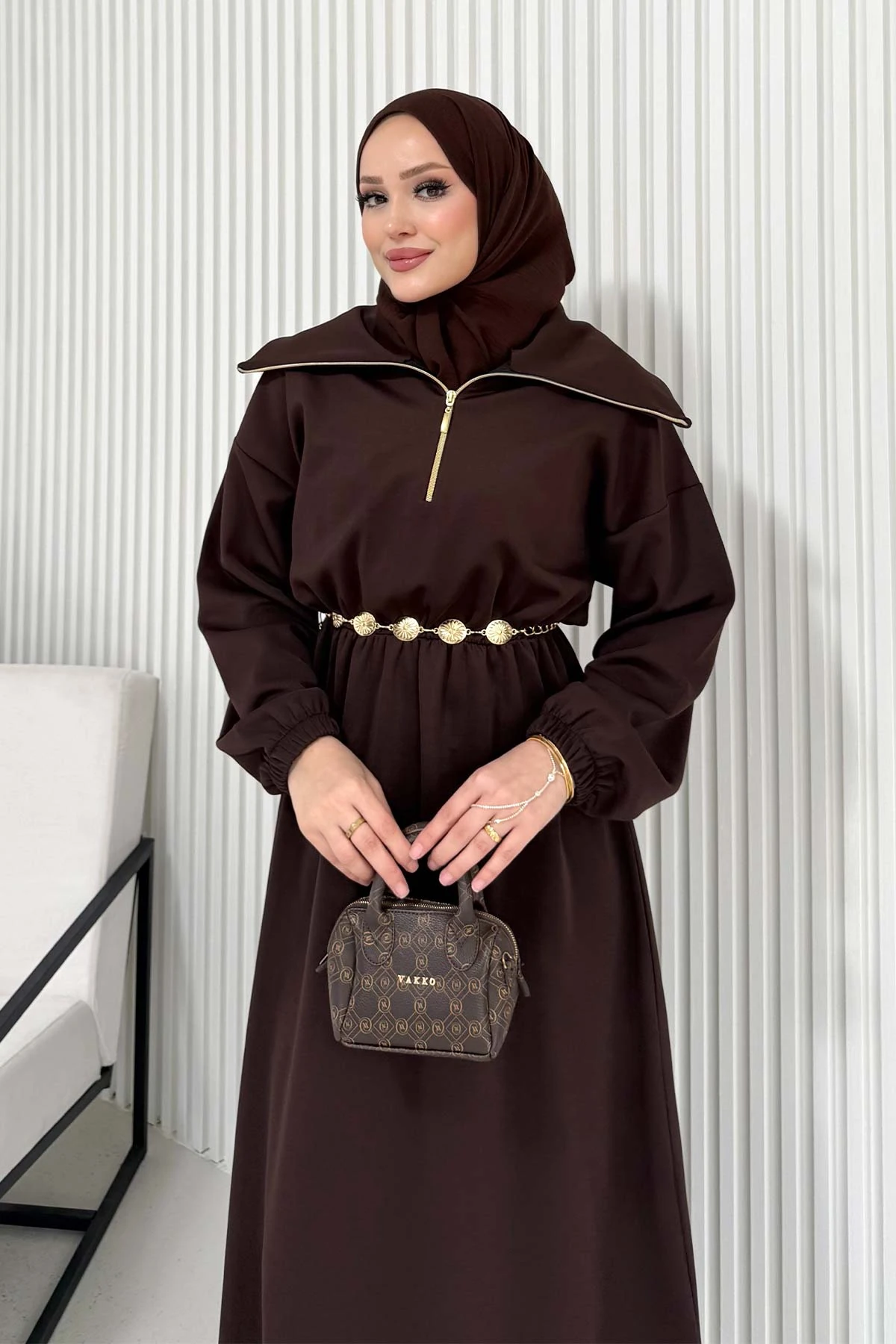 Kemerli Scuba Elbise 68-6215-1