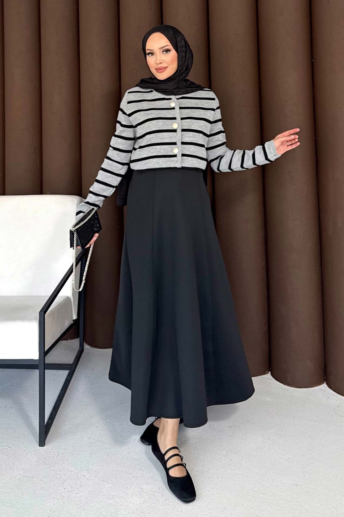 Çizgili Triko Hırka 70-2419