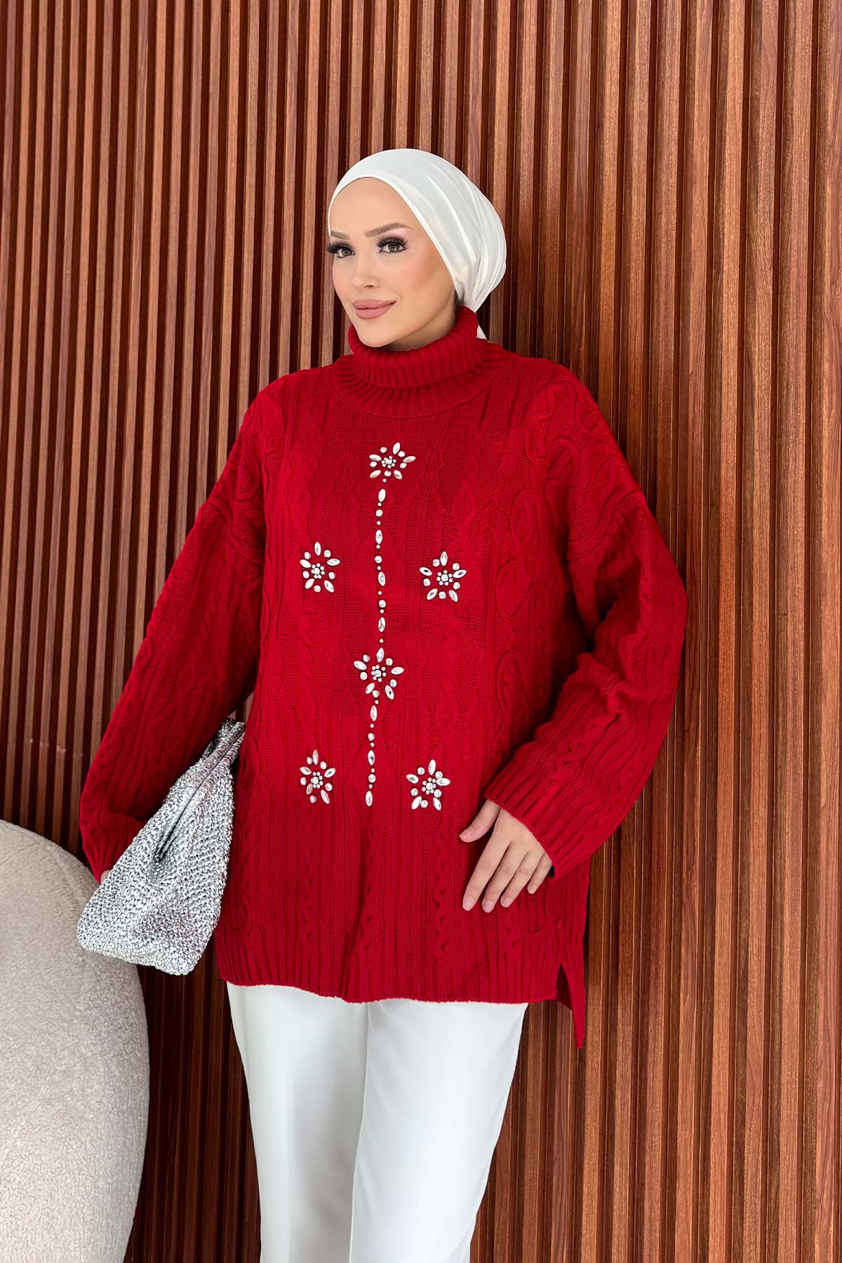 Taşlı Triko Kazak 32-7003-1