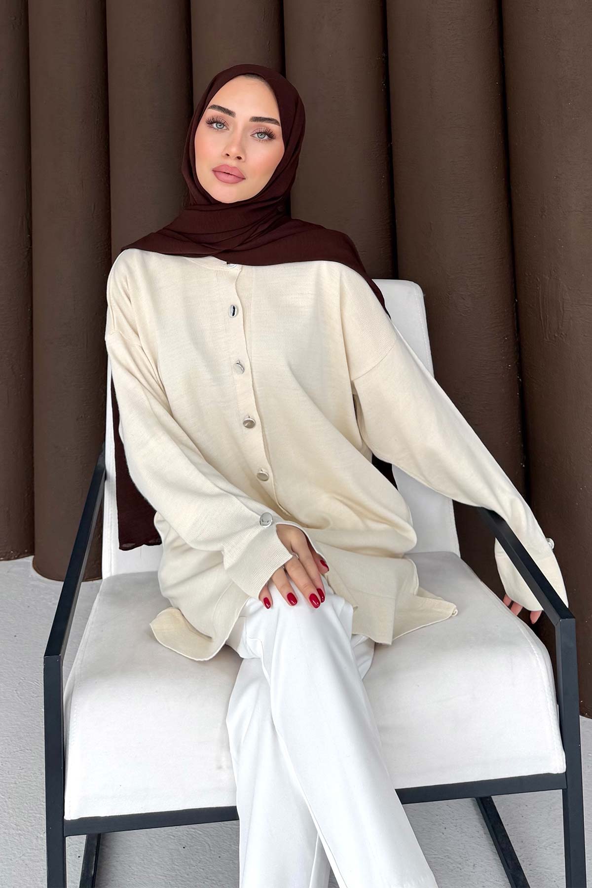 Düğmeli Triko Hırka 70-2437