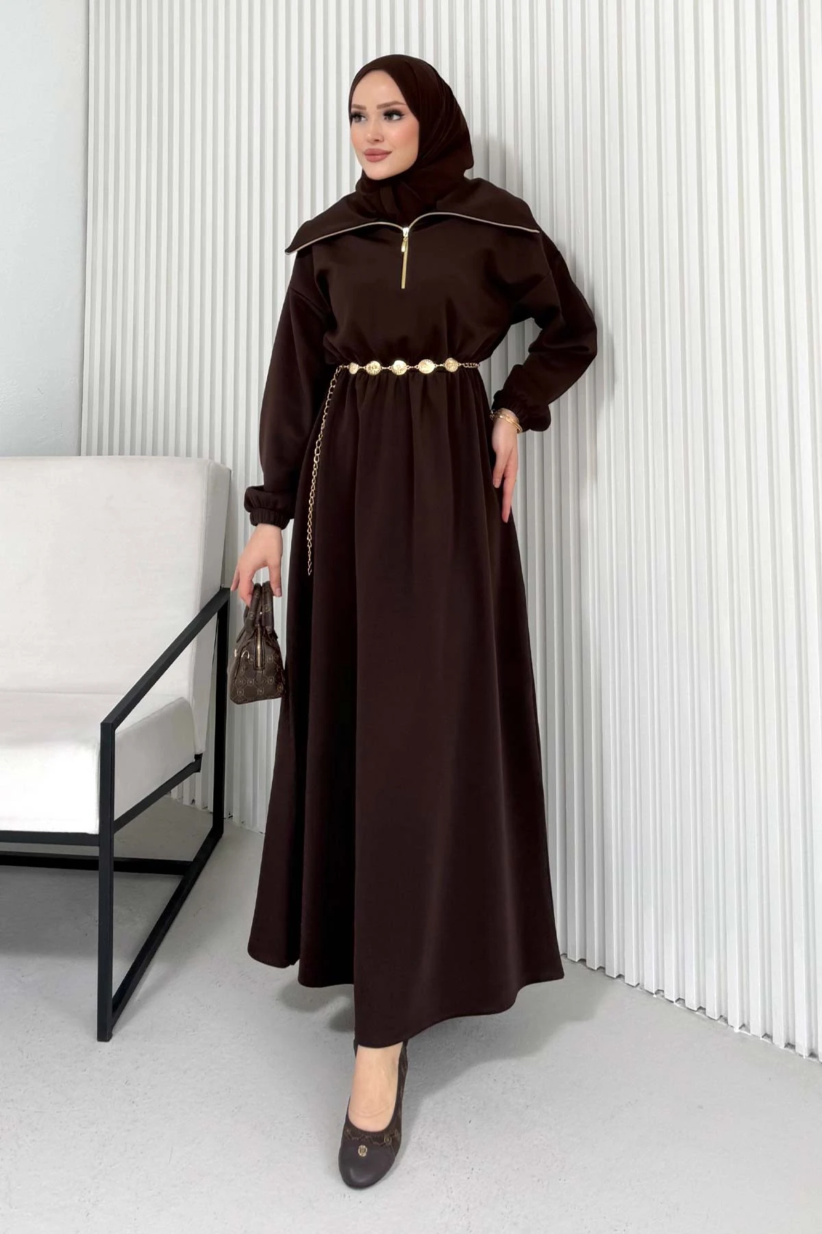 Kemerli Scuba Elbise 68-6215-1