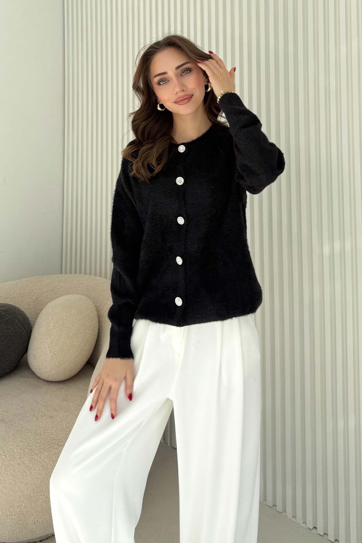 Düğmeli Triko Hırka 70-2430