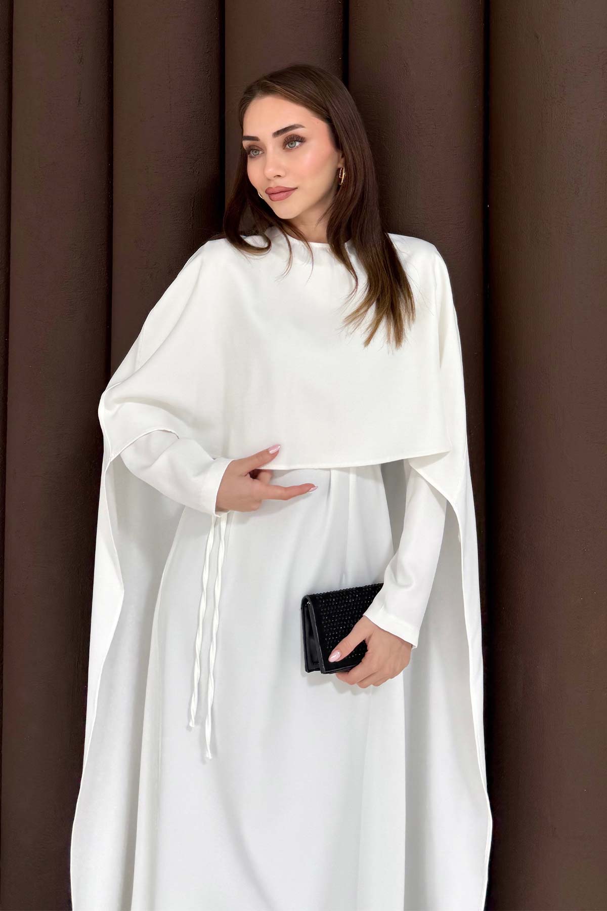 Pelerinli Elbise 3-3392