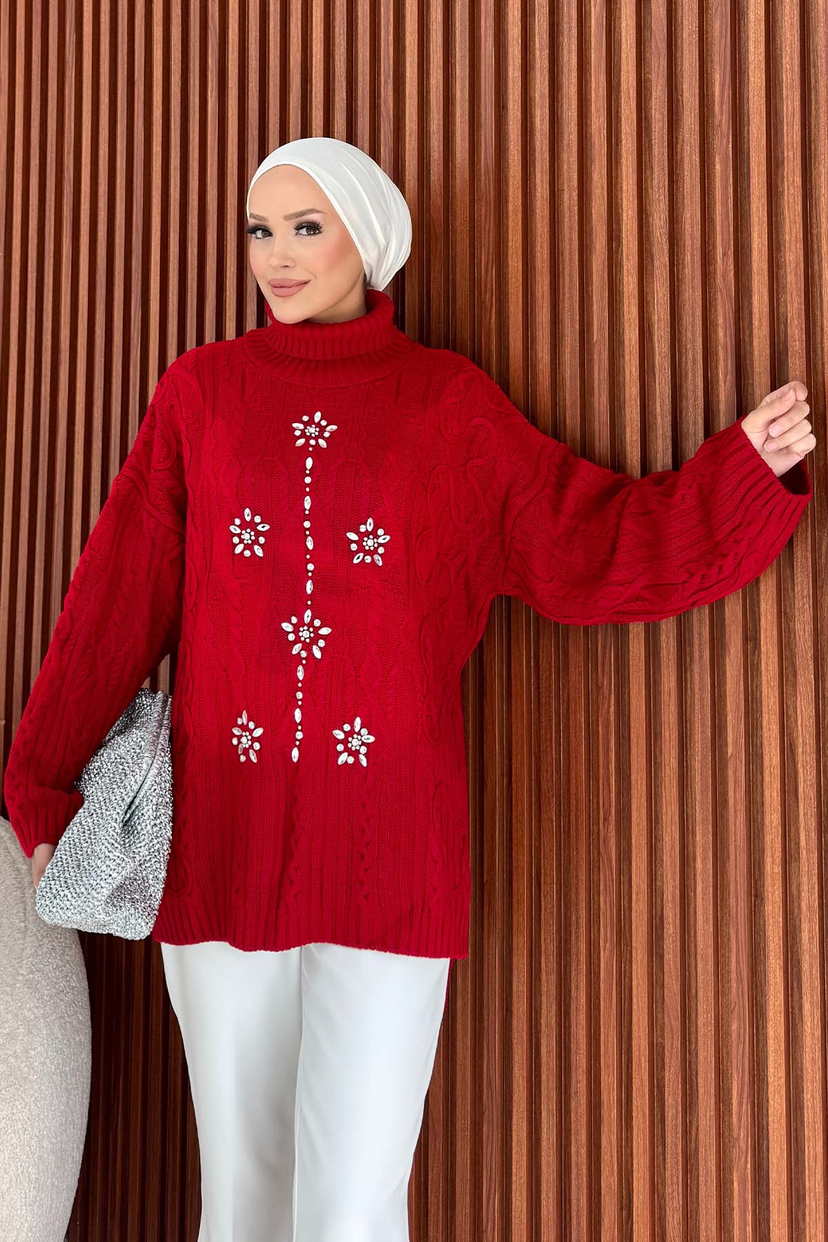 Taşlı Triko Kazak 32-7003-1