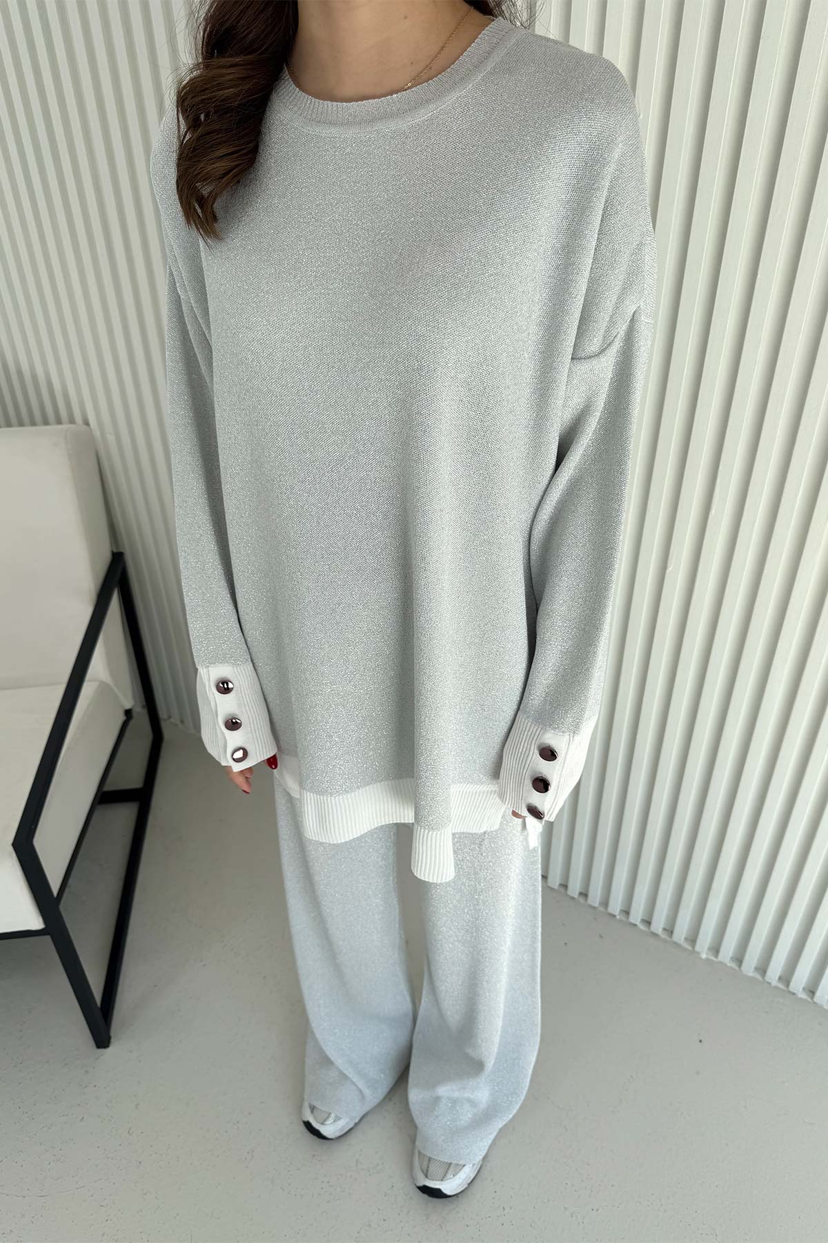 Simli Düğmeli Triko Takım 70-2519