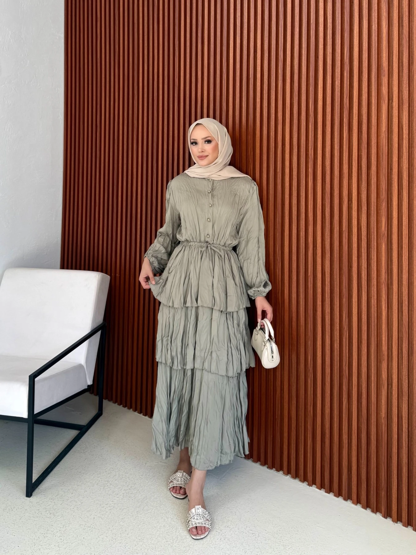 Crash Saten Kat Kat Elbise 32-3573