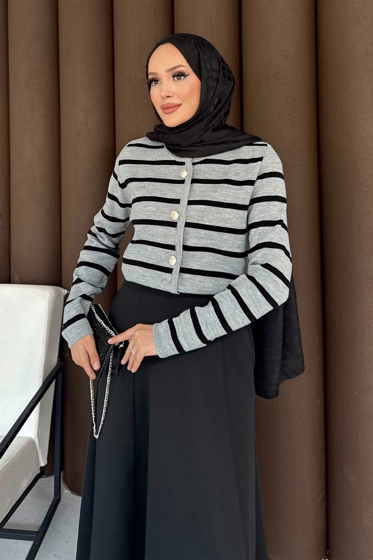 Çizgili Triko Hırka 70-2419