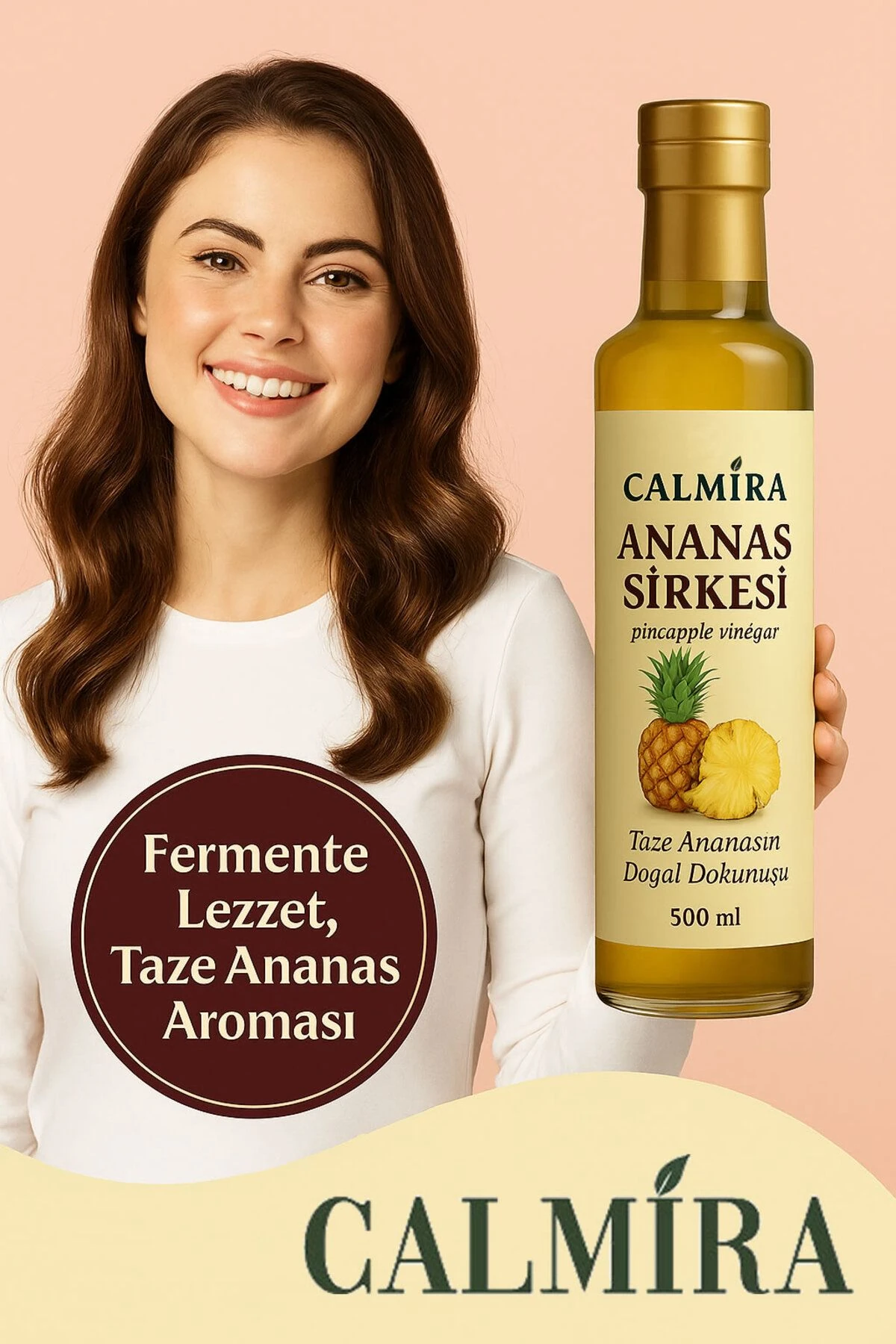 Calmira Ananas Sirkesi Doğal Fermantasyon Pineapple Vinegar 500 Ml X 2 Adet