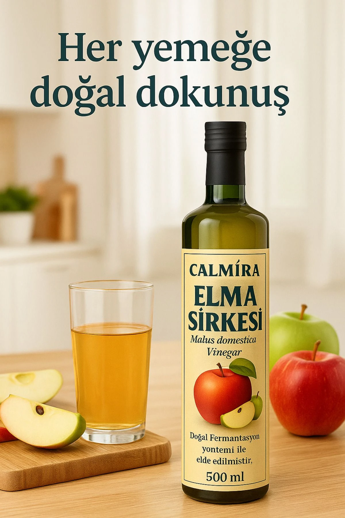 Elma Sirkesi 500 ml - Doğal Fermantasyon Apple Cider Vinegar - Dinlendirilmiş içimlik