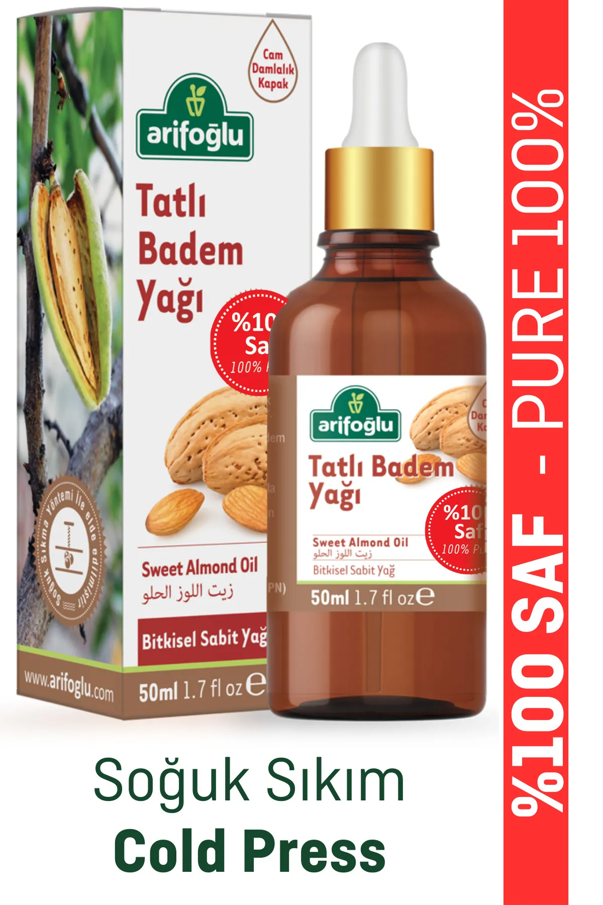 Arifoğlu Tatlı Badem Yağı 50 ml - (Soğuk Sıkım)