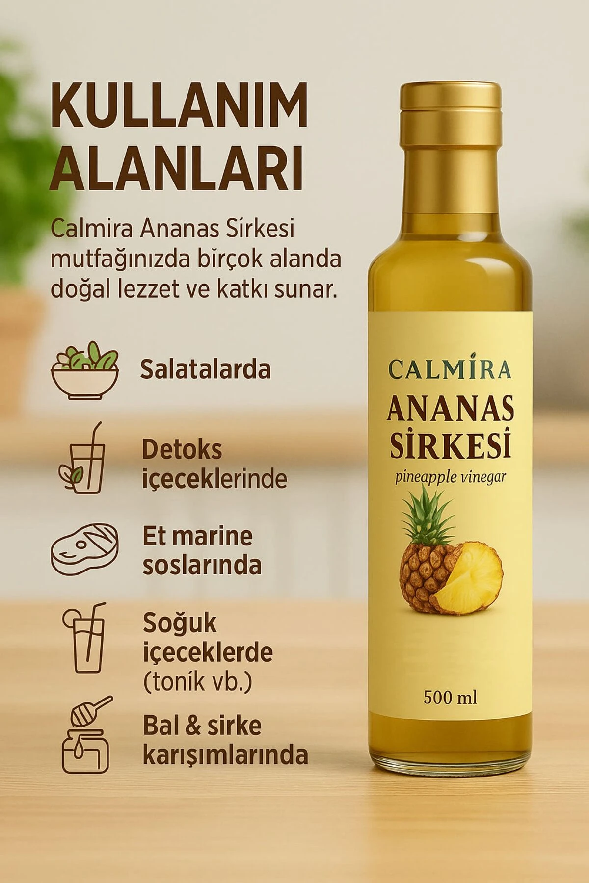 Calmira Ananas Sirkesi Doğal Fermantasyon Pineapple Vinegar 500 Ml X 2 Adet