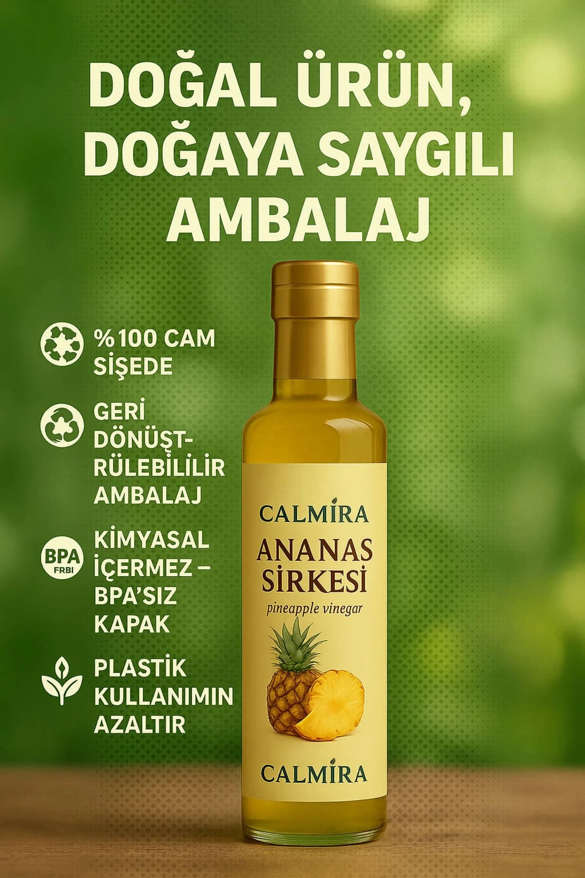 Calmira Ananas Sirkesi Doğal Fermantasyon Pineapple Vinegar 500 Ml X 2 Adet