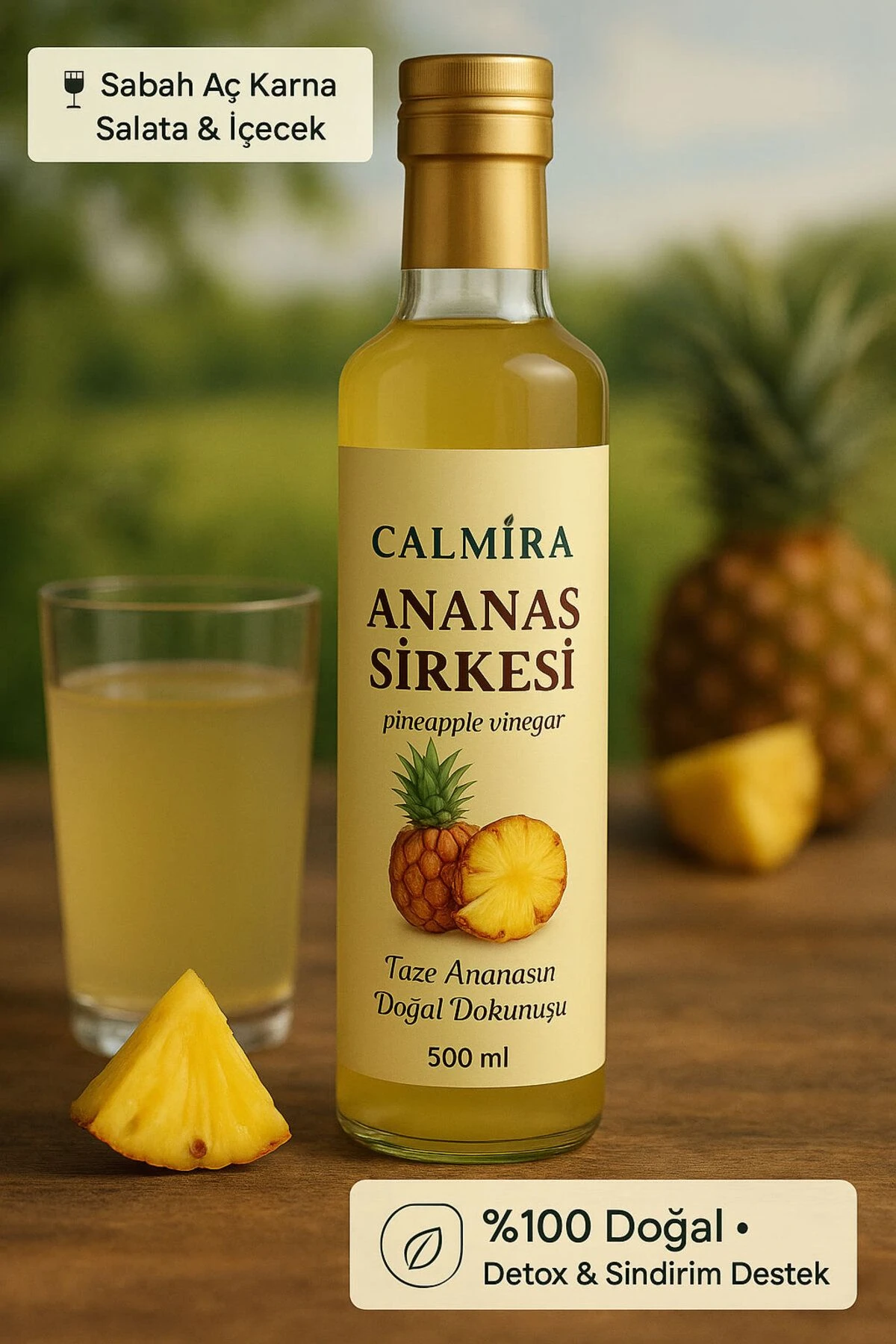 Calmira Ananas Sirkesi Doğal Fermantasyon Pineapple Vinegar 500 Ml X 2 Adet