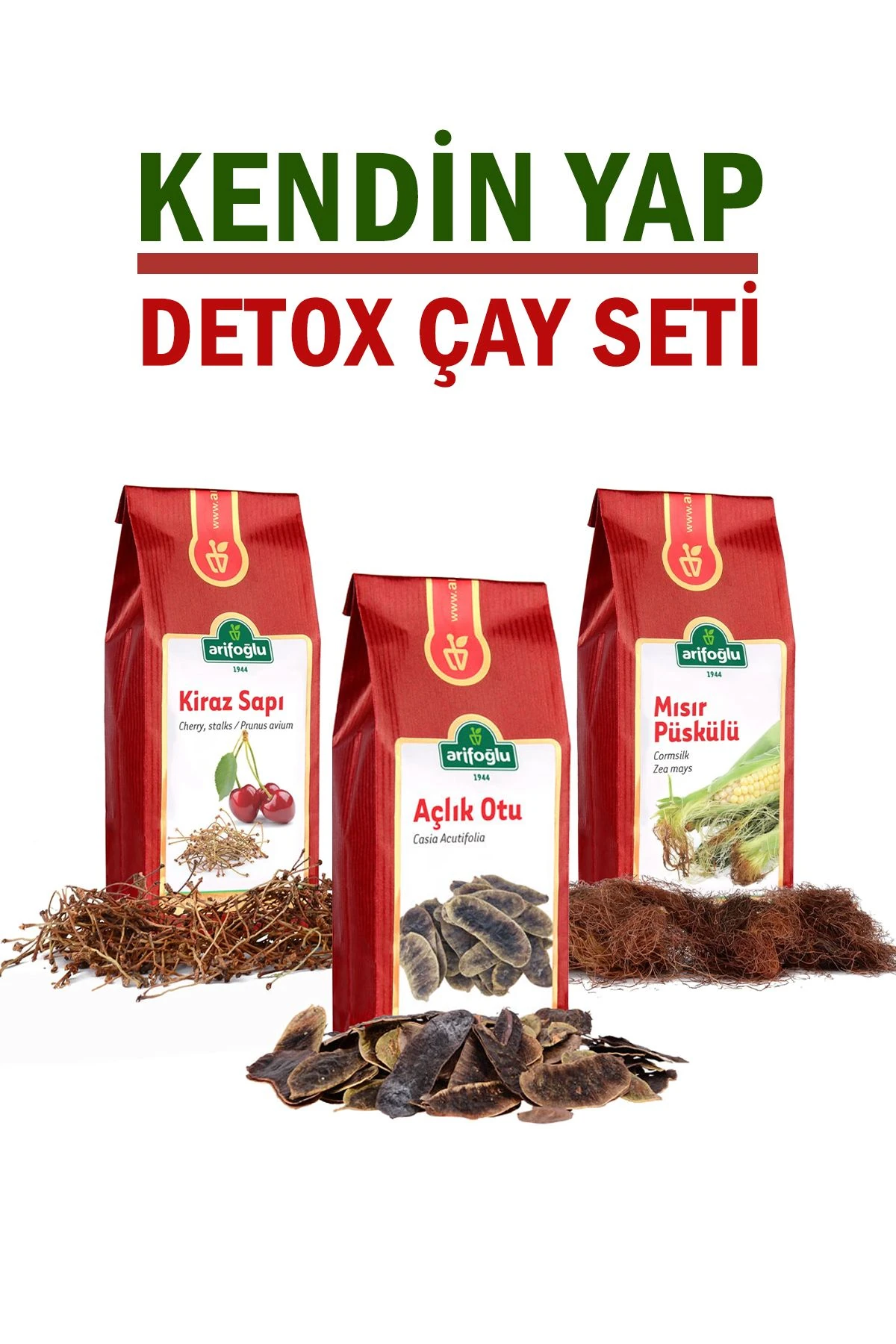 Arifoğlu 3 Lü Set Detoks Çayı (kiraz Sapı - Mısır Püskülü - Açlık Otu)