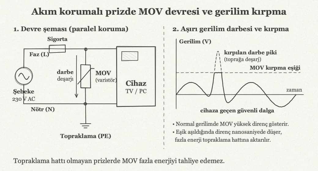 Akım korumalı prizde MOV devresi