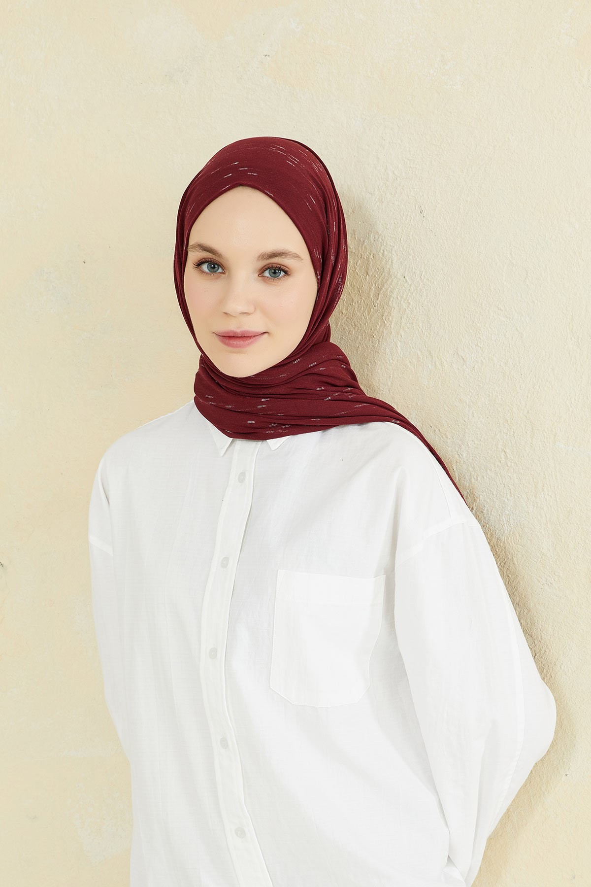 Print Premium Jersey Hijab Burgundy