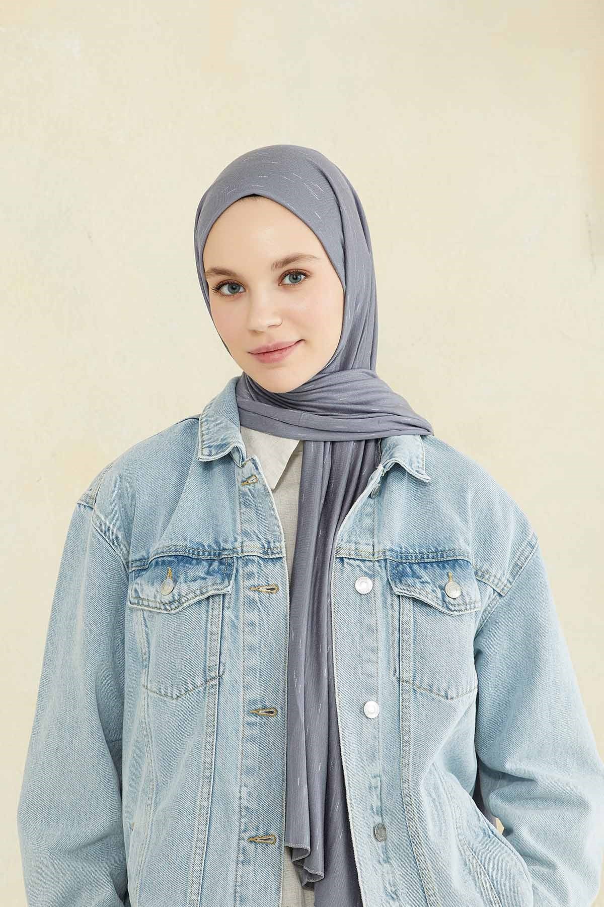 Print Premium Jersey Hijab Grey