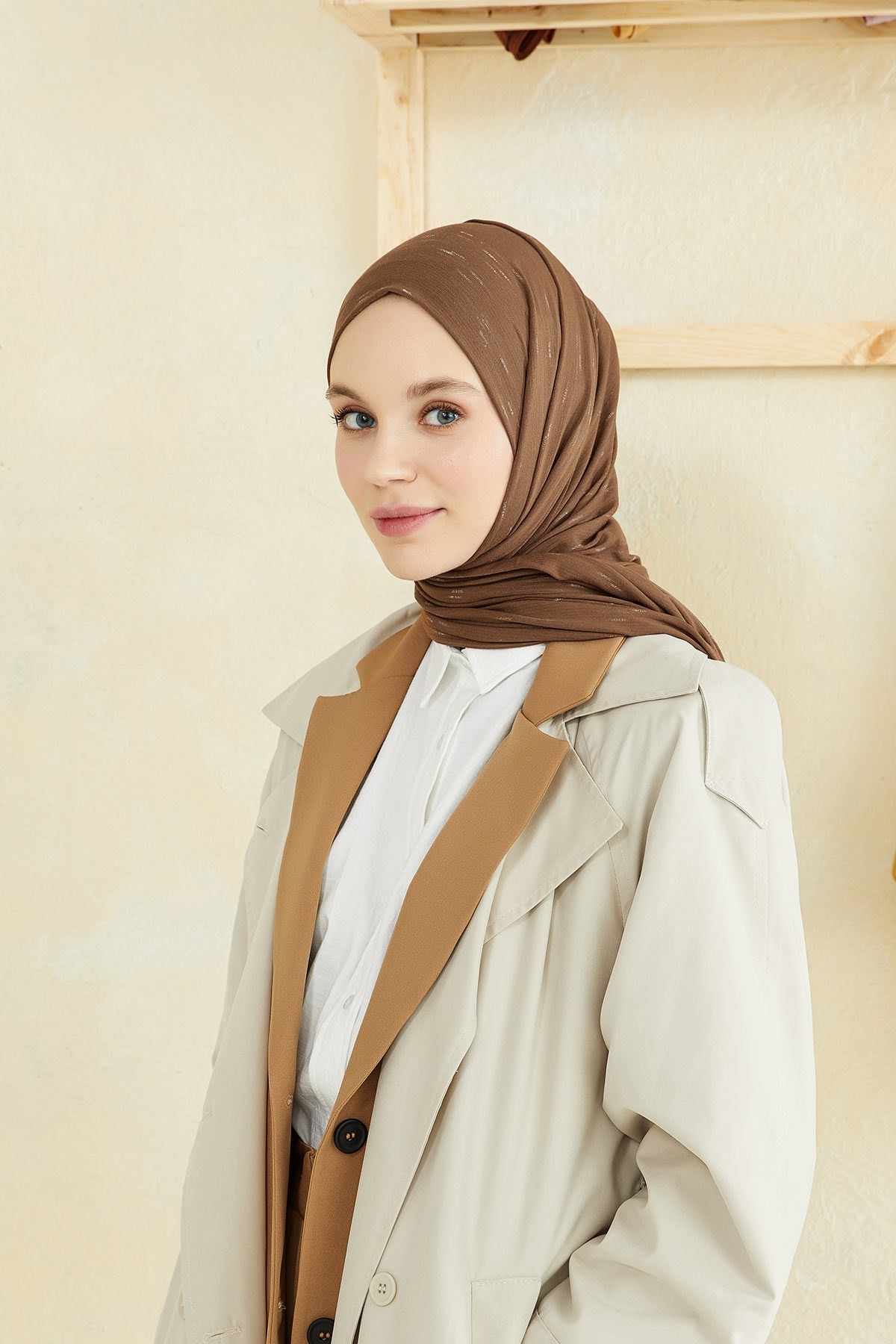 Print Premium Jersey Hijab Brown