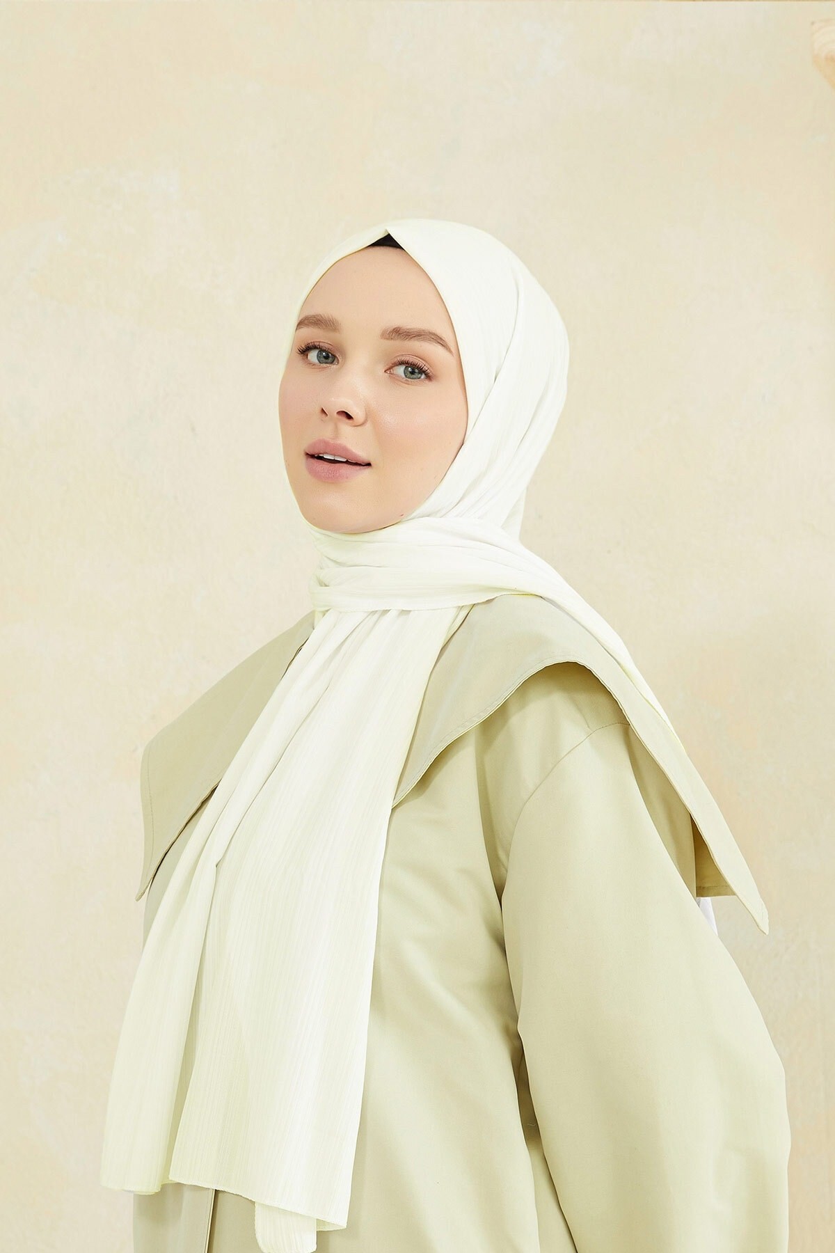 Stripe Premium Jersey Hijab Ecru