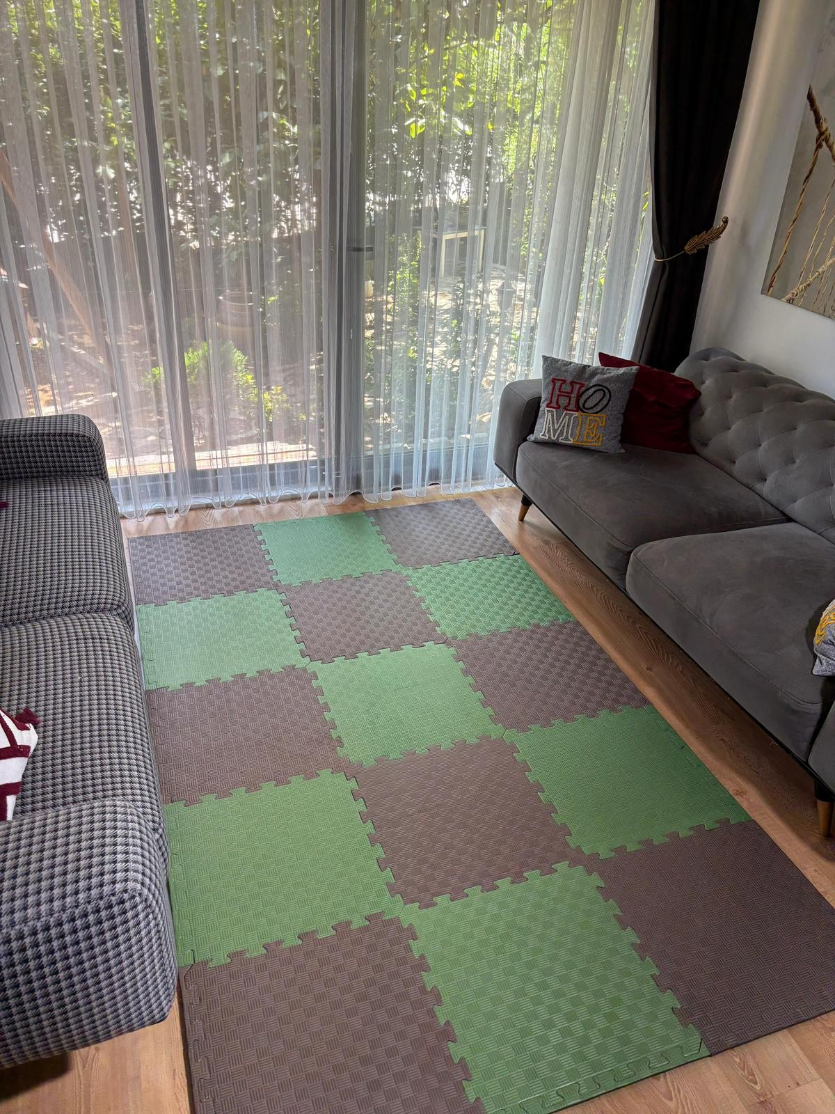 tatami zemin minderi 13mm 50x50 (15 adet fiyatıdır)-(2 eşit renk gönderilecektir) - haki yeşil-acı kahve
