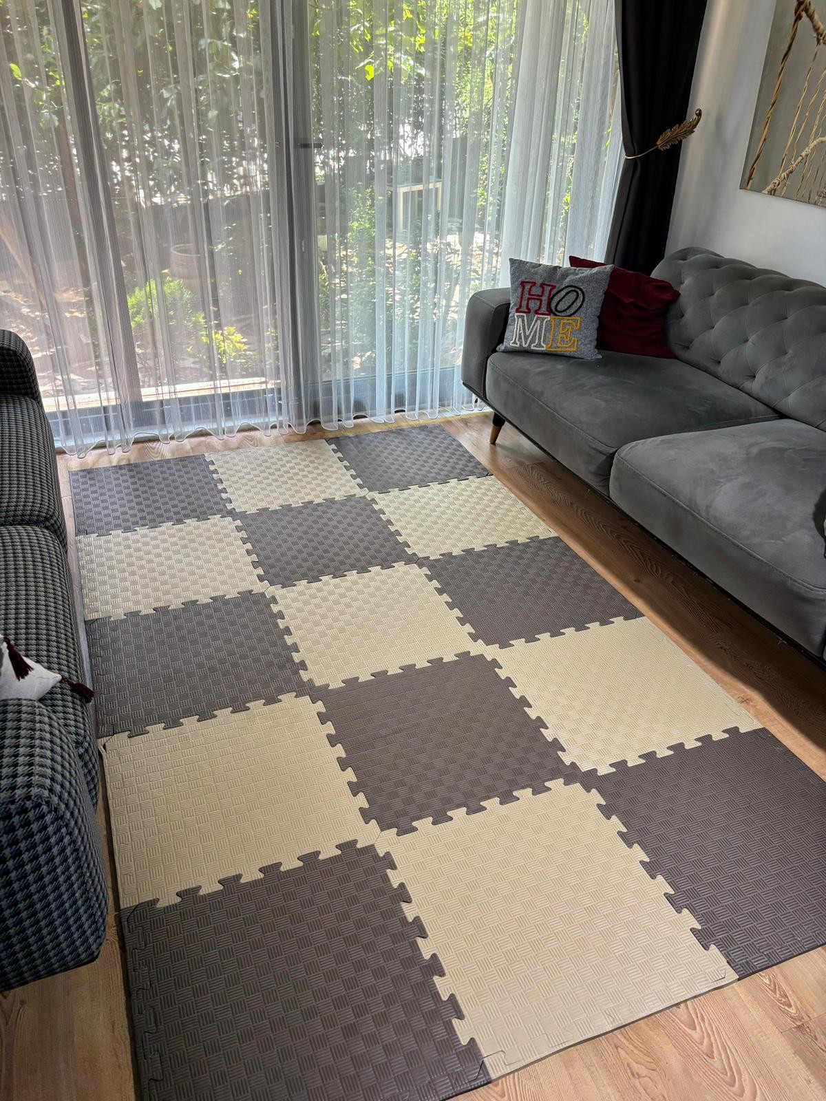 tatami zemin minderi 13mm 50x50 (15 adet fiyatıdır)-(2 eşit renk gönderilecektir) - acı kahve-bej